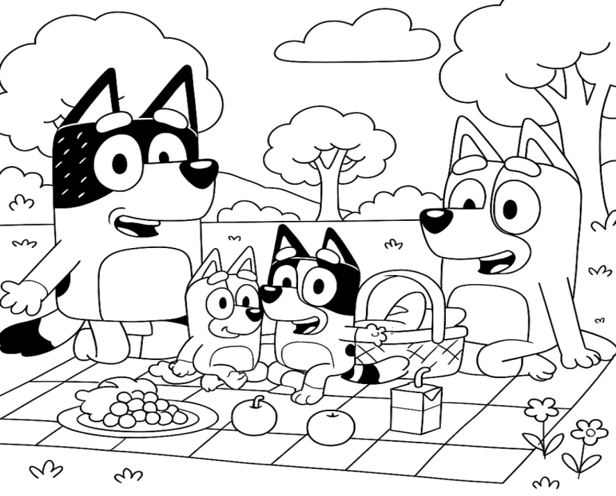 Bluey e Bingo para colorir – imprimir grátis