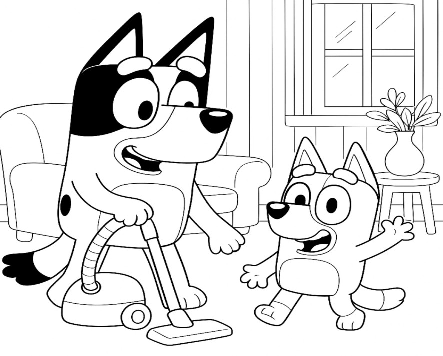 Bluey e Bingo para colorir – imprimir grátis