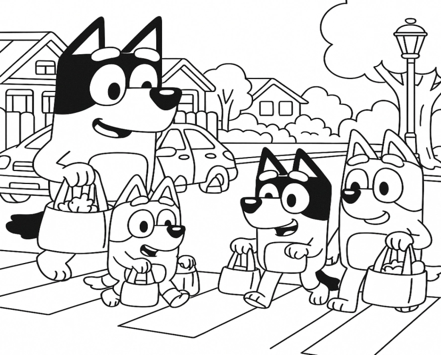 Bluey e Bingo para colorir – imprimir grátis