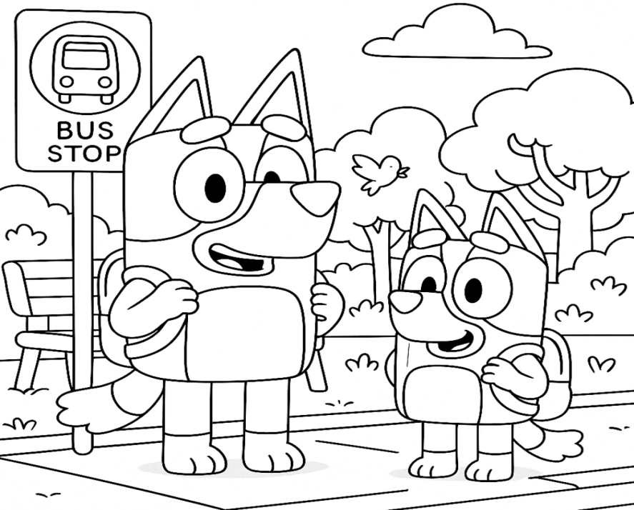 Bluey e Bingo para colorir – imprimir grátis
