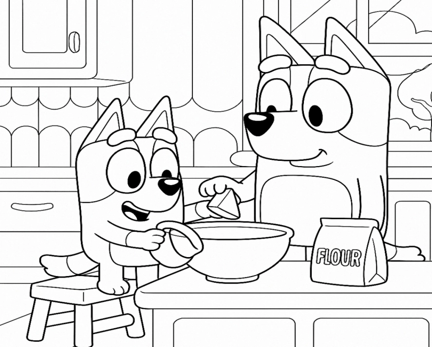 Bluey e Bingo para colorir – imprimir grátis