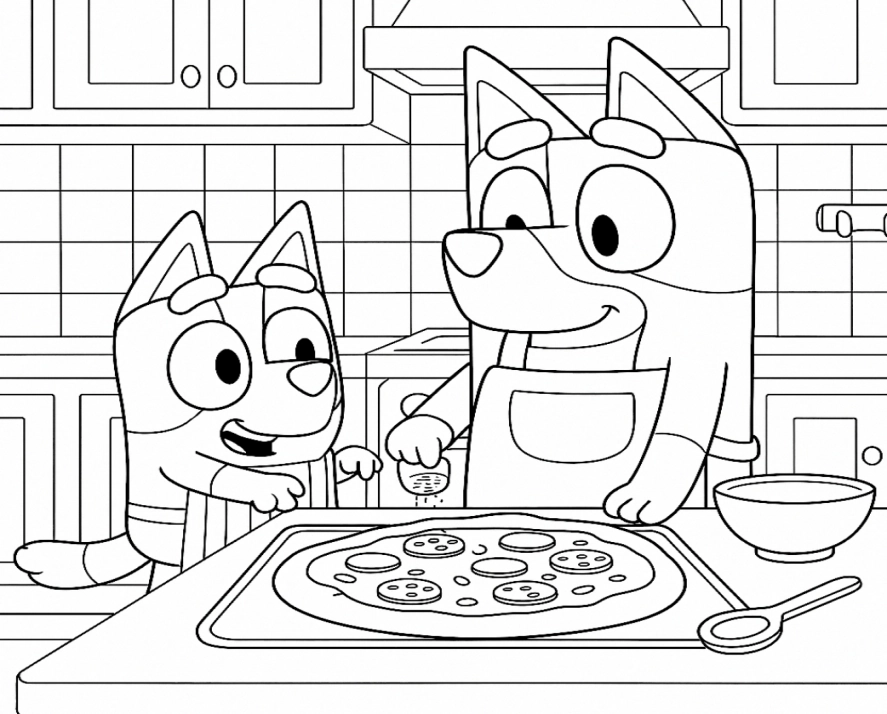 Bluey e Bingo para colorir – imprimir grátis