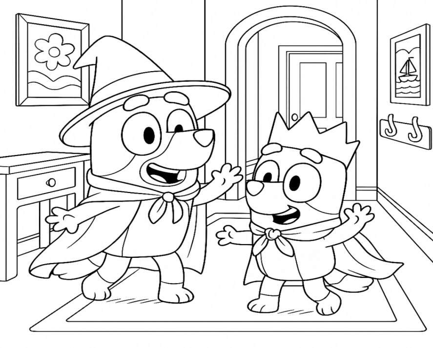 Bluey e Bingo para colorir – imprimir grátis