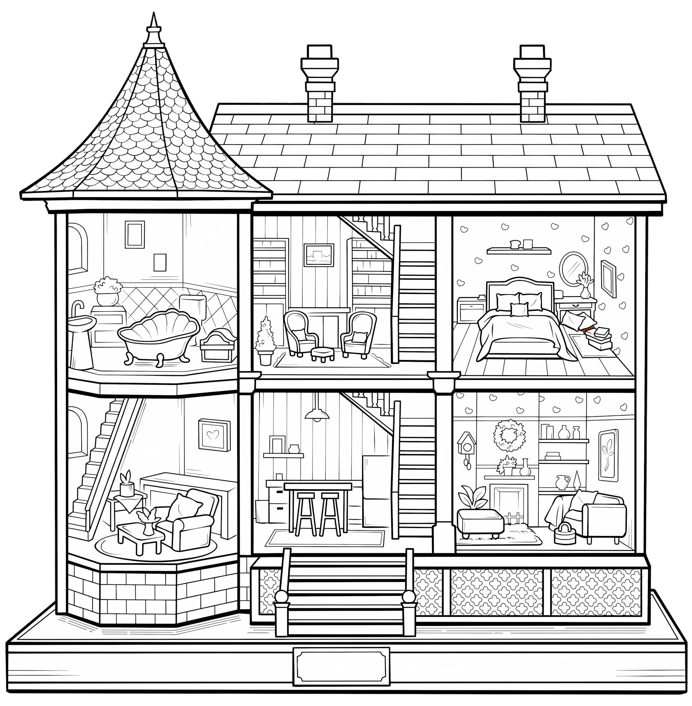 Casinha de boneca para colorir – Desenhos para imprimir grátis