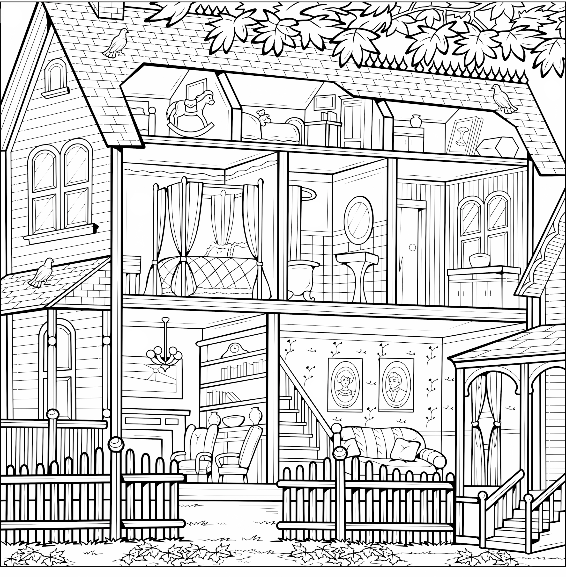 Casinha de boneca para colorir – Desenhos para imprimir grátis