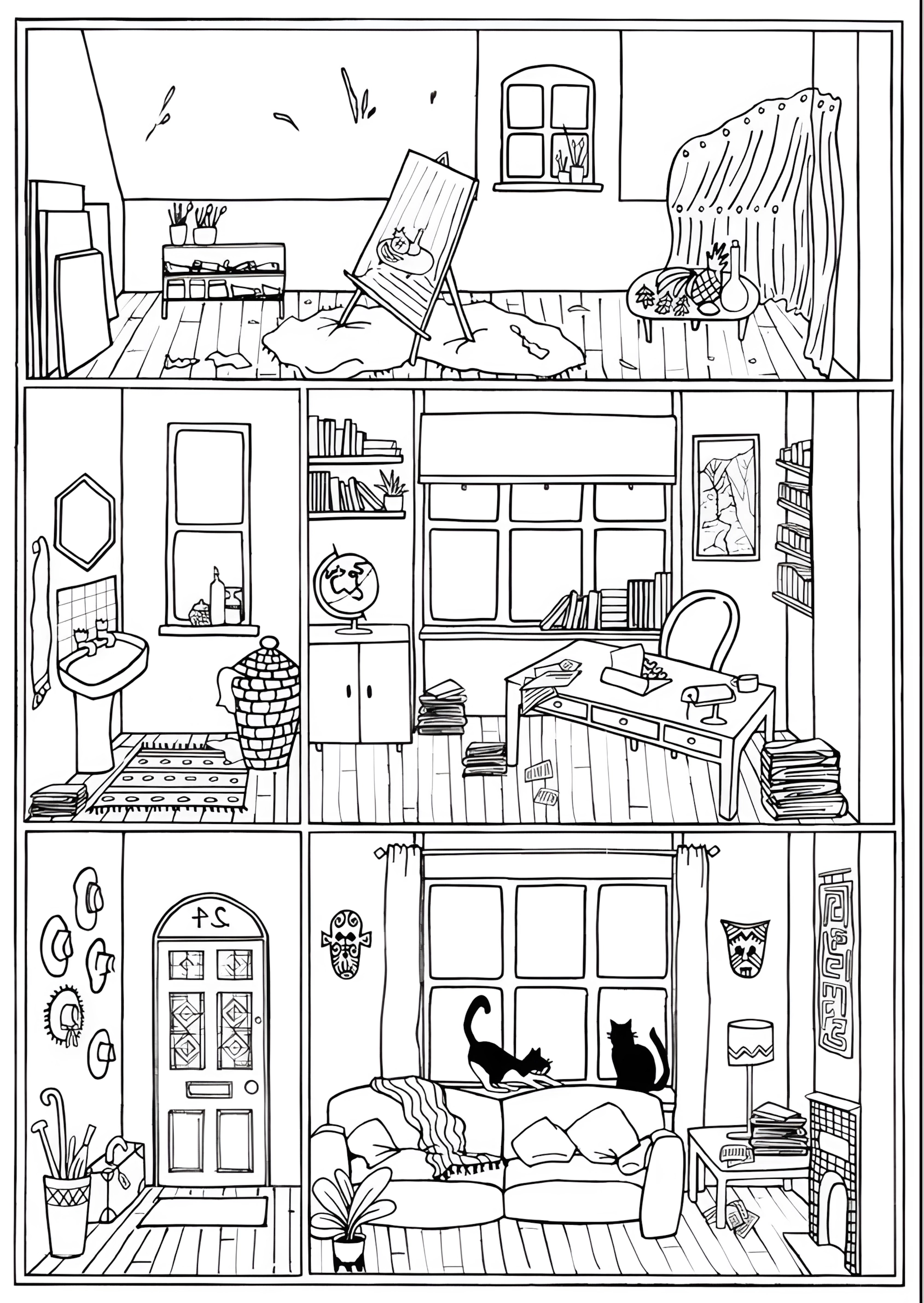 Casinha de boneca para colorir – Desenhos para imprimir grátis