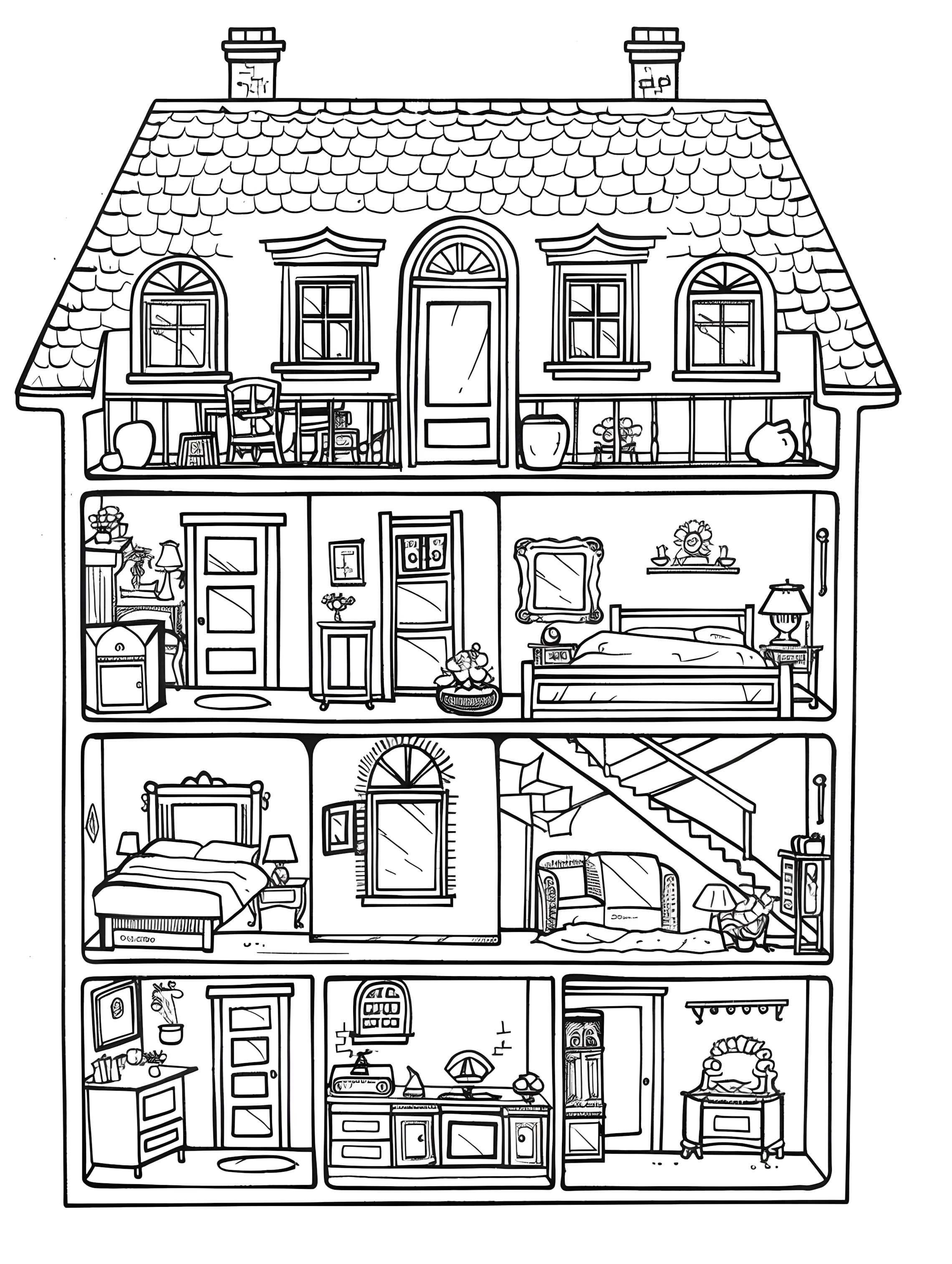 Casinha de boneca para colorir – Desenhos para imprimir grátis