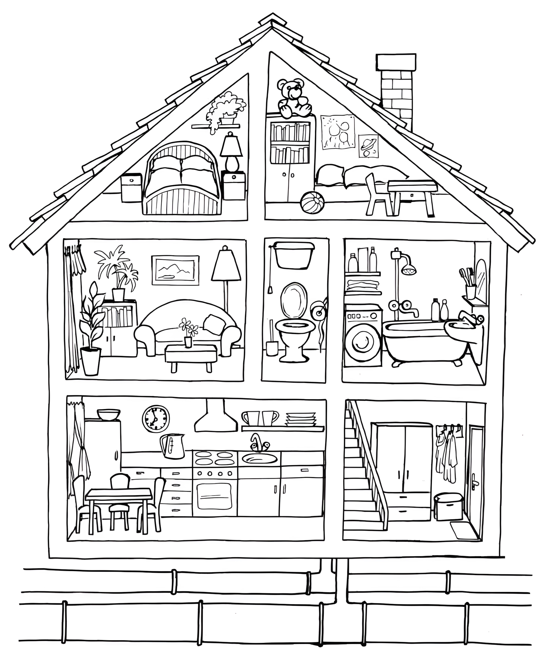 Casinha de boneca para colorir – Desenhos para imprimir grátis