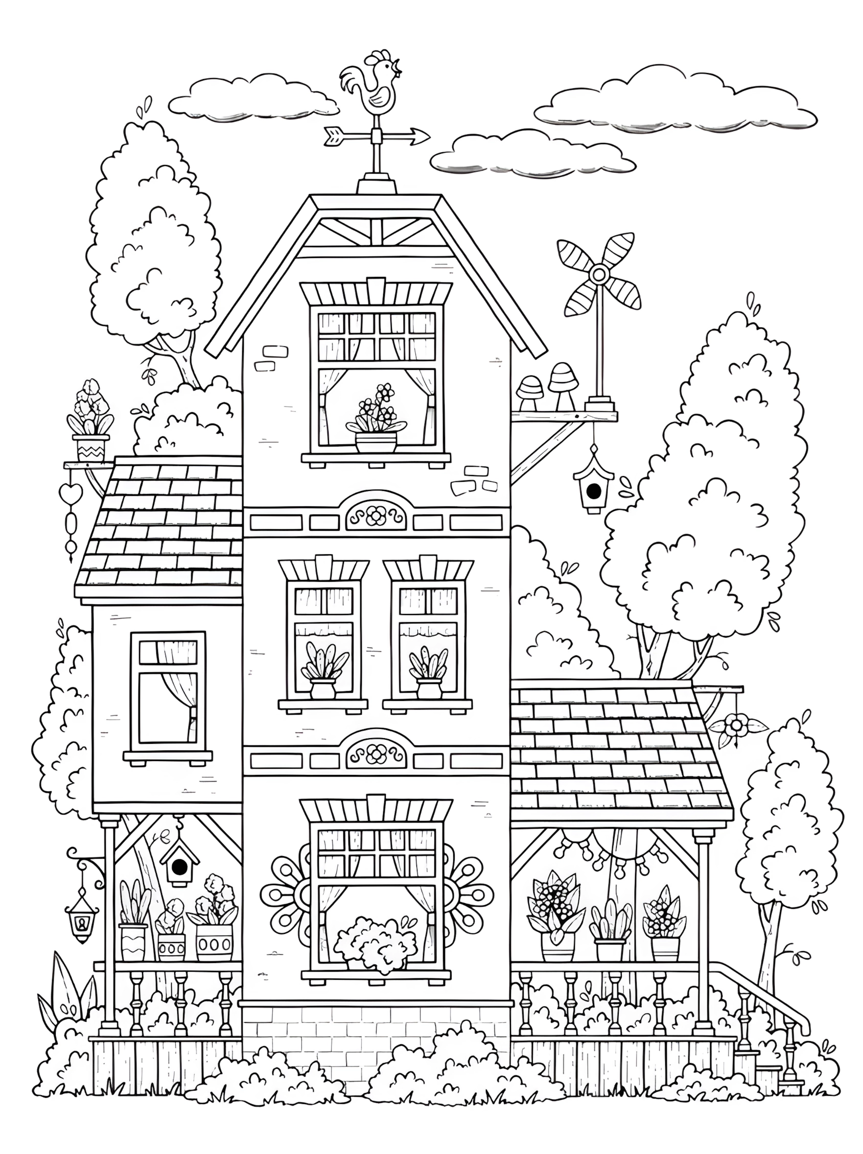 Casinha de boneca para colorir – Desenhos para imprimir grátis