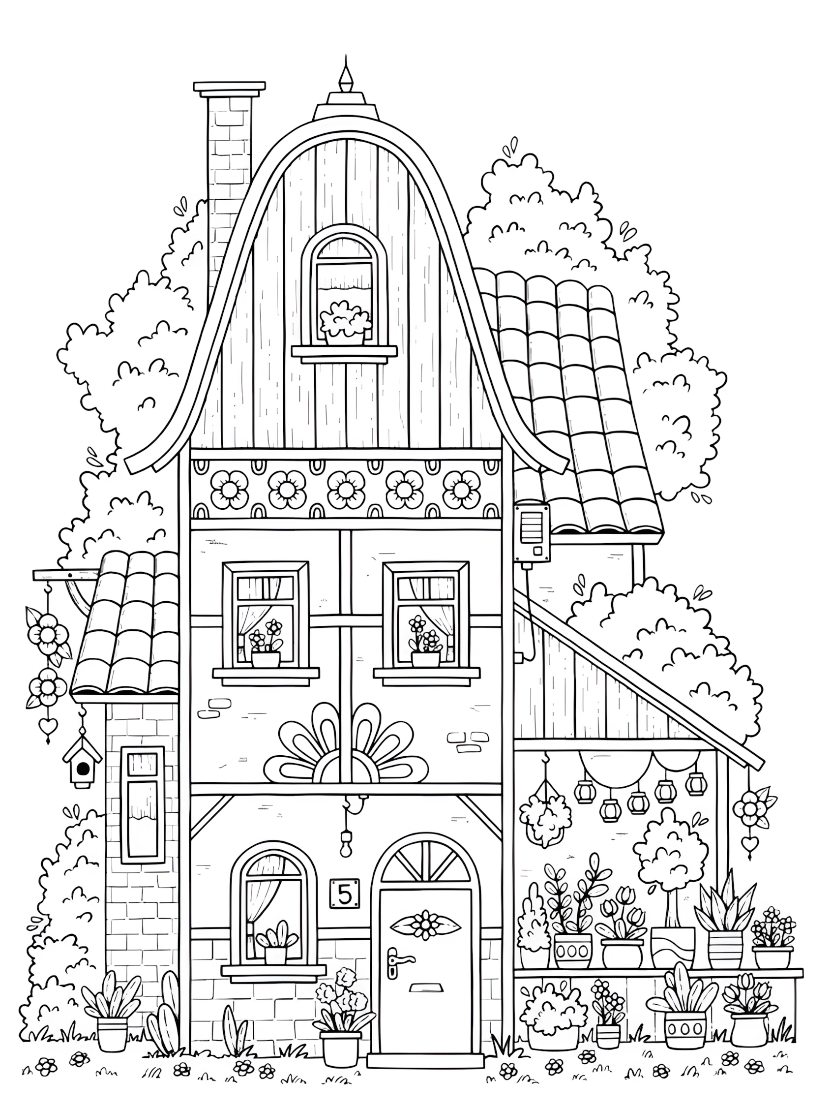 Casinha de boneca para colorir – Desenhos para imprimir grátis