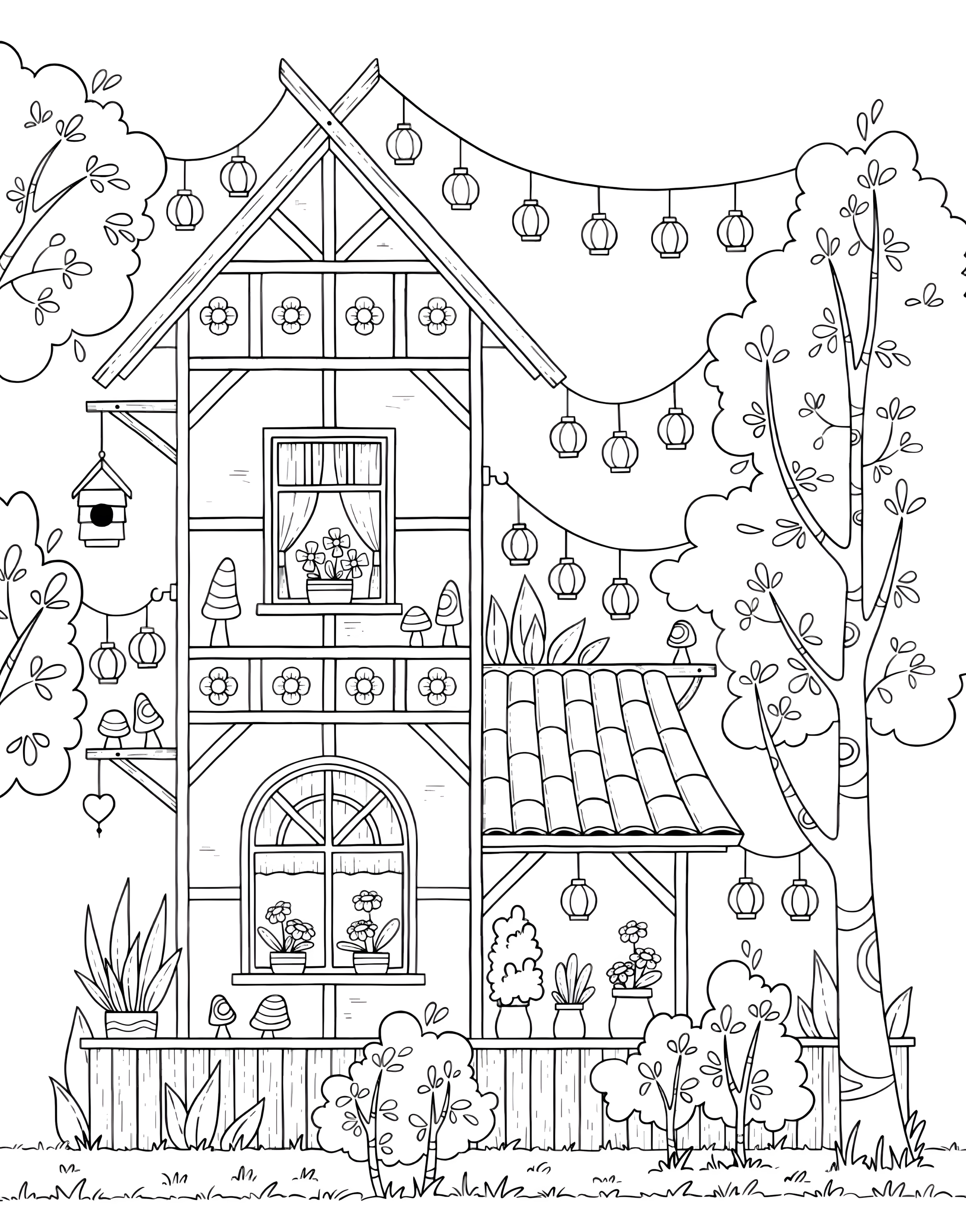 Casinha de boneca para colorir – Desenhos para imprimir grátis