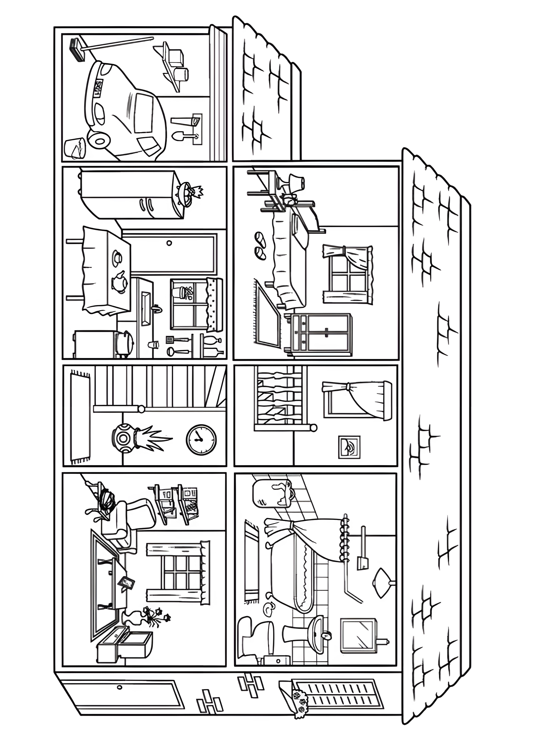 Casinha de boneca para colorir – Desenhos para imprimir grátis