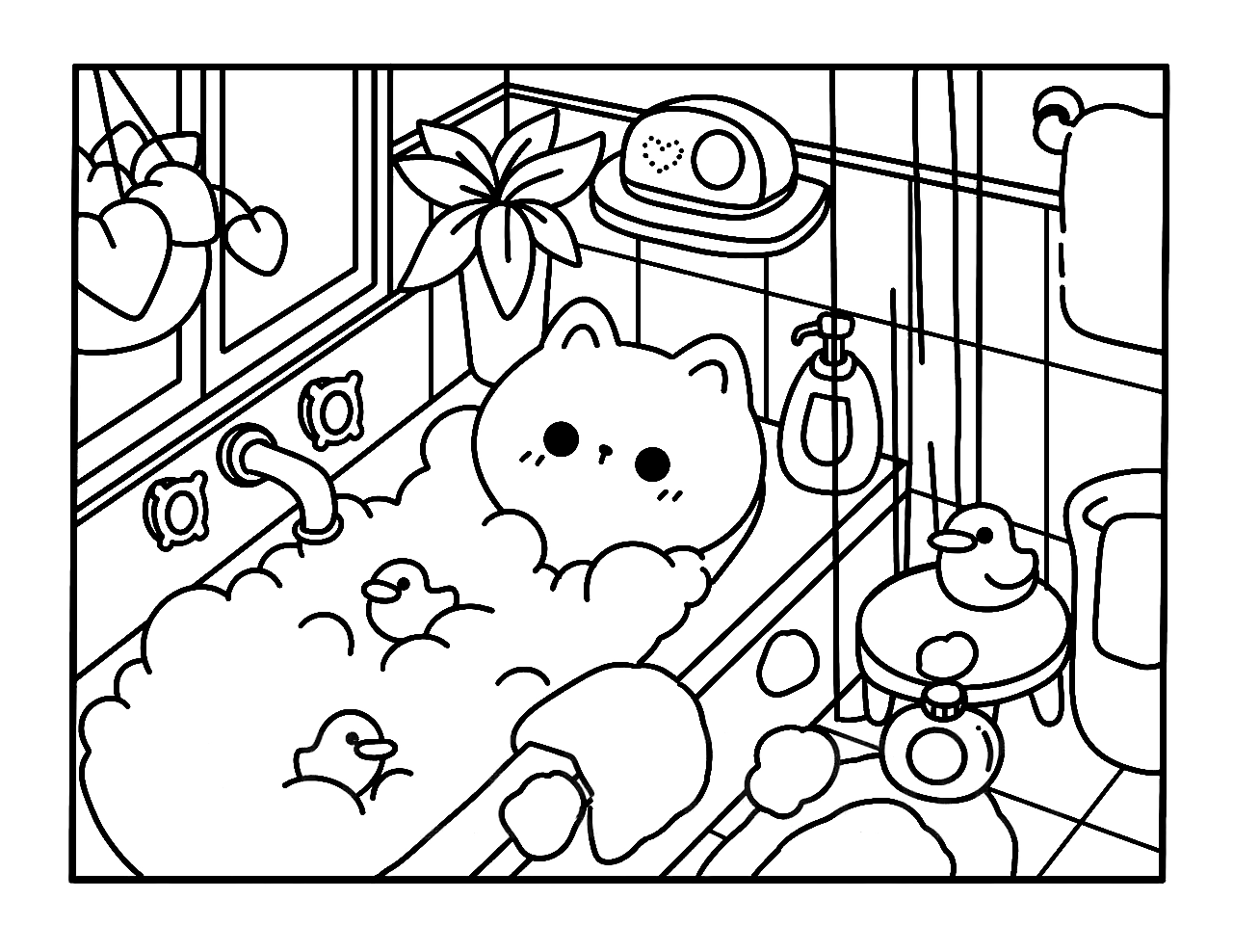 Kawaii Cozy para colorir – Desenhos fofos e aconchegantes para imprimir grátis