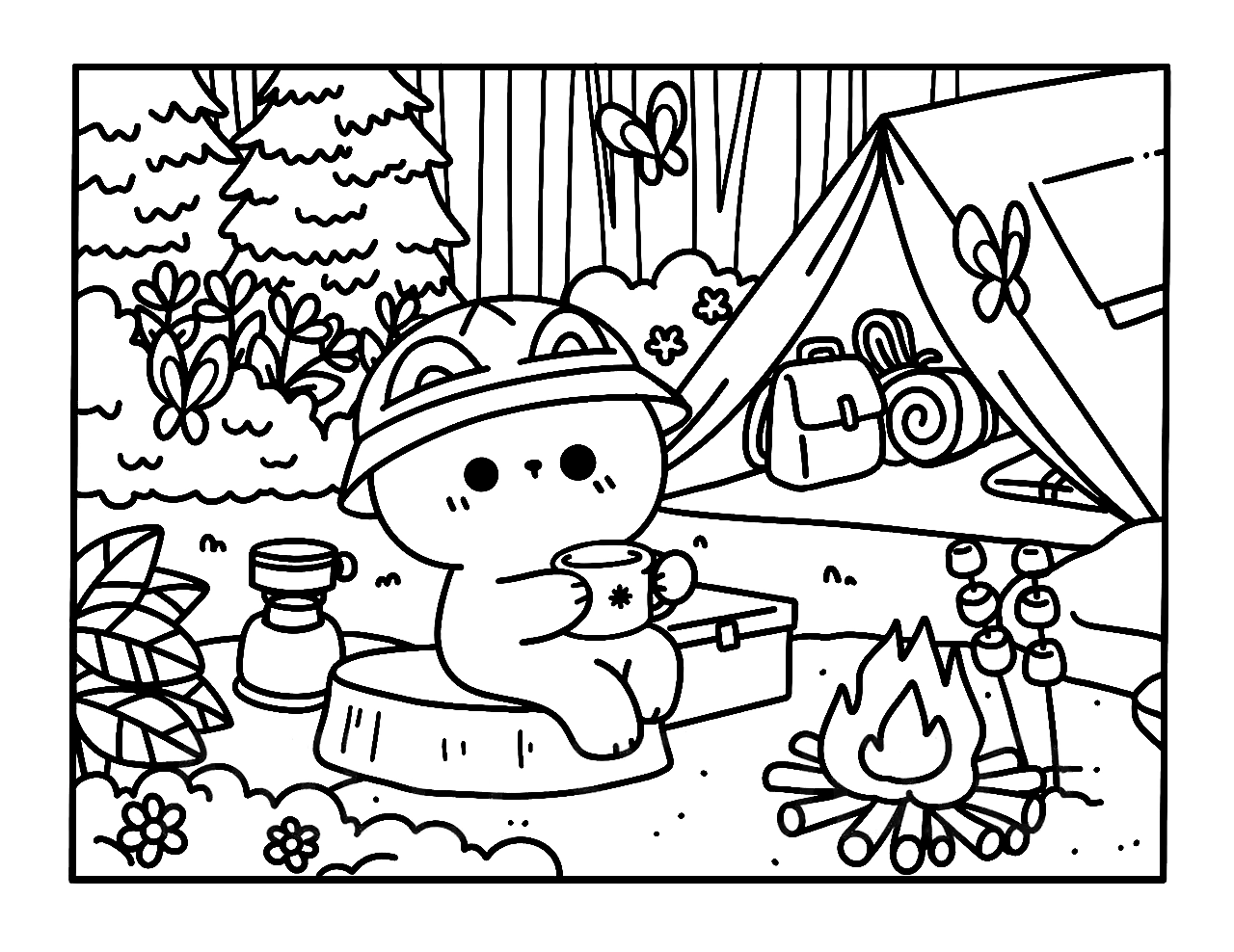 Kawaii Cozy para colorir – Desenhos fofos e aconchegantes para imprimir grátis