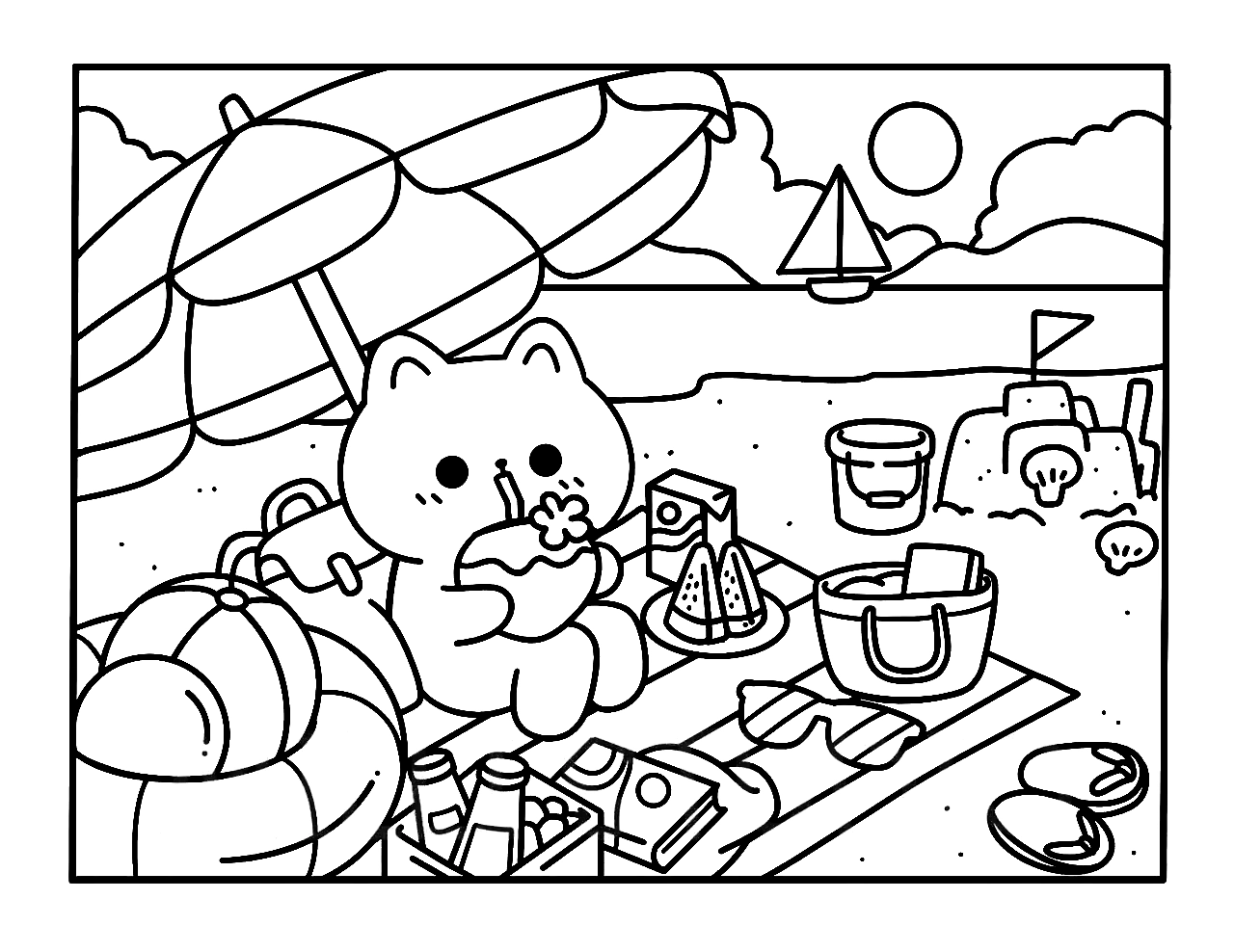 Kawaii Cozy para colorir – Desenhos fofos e aconchegantes para imprimir grátis