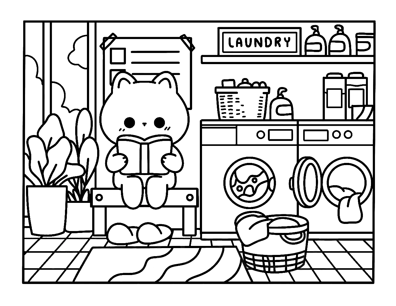 Kawaii Cozy para colorir – Desenhos fofos e aconchegantes para imprimir grátis