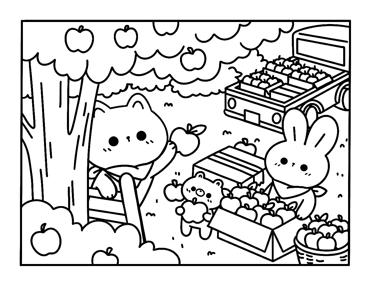 Kawaii Cozy para colorir – Desenhos fofos e aconchegantes para imprimir grátis