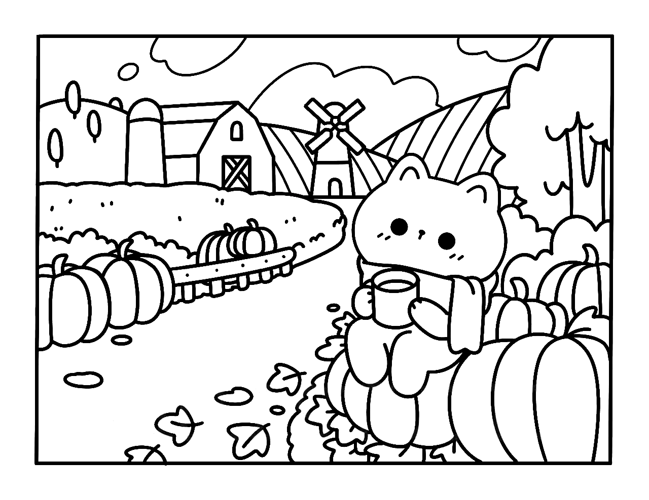 Kawaii Cozy para colorir – Desenhos fofos e aconchegantes para imprimir grátis