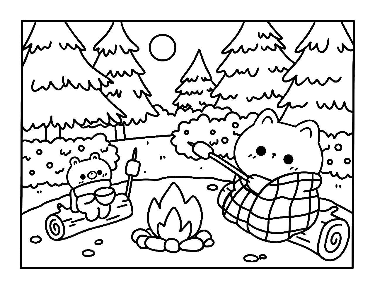 Kawaii Cozy para colorir – Desenhos fofos e aconchegantes para imprimir grátis