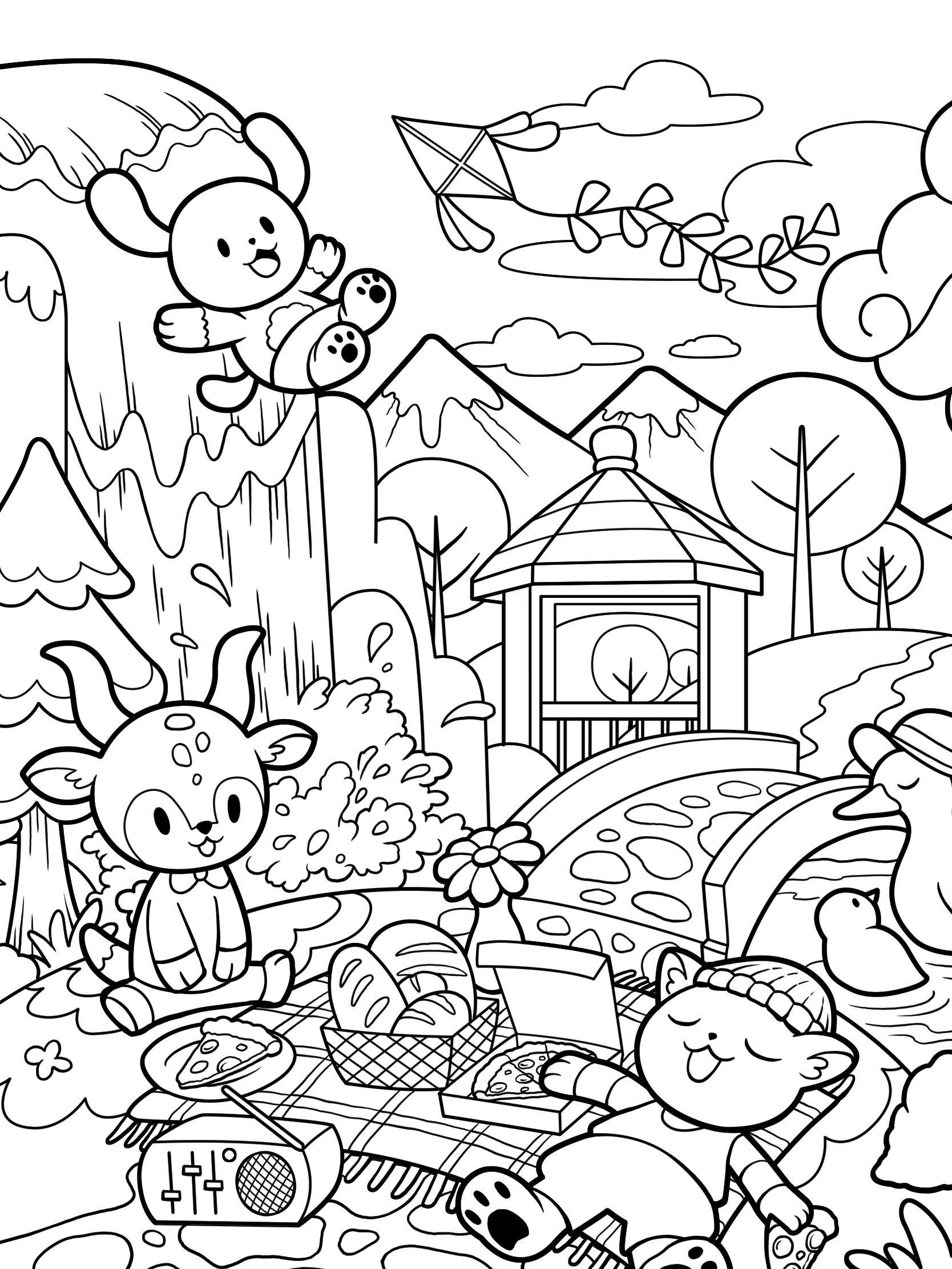 Kawaii Town – Jade Summer para colorir – Desenhos fofos para imprimir grátis