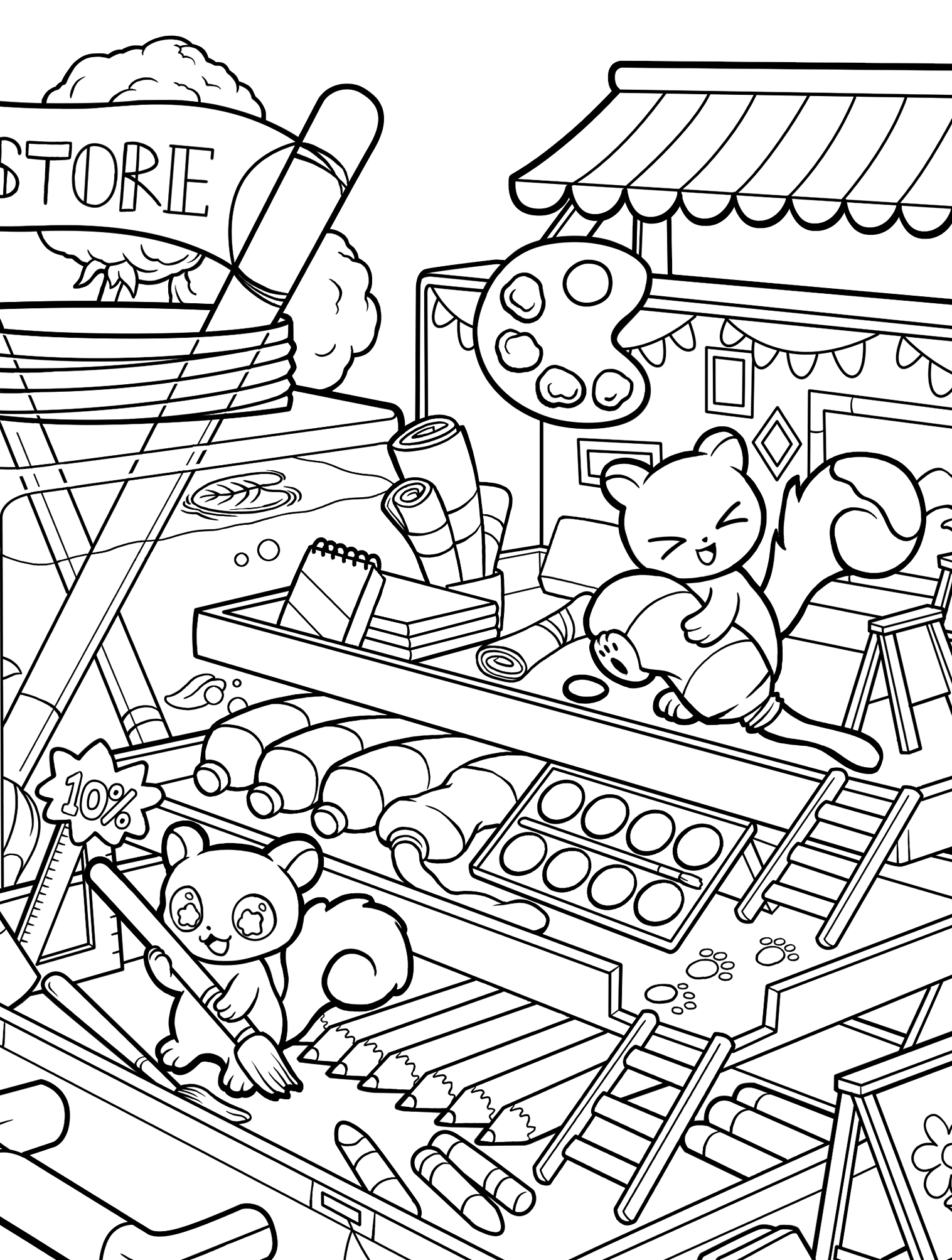 Kawaii Town – Jade Summer para colorir – Desenhos fofos para imprimir grátis