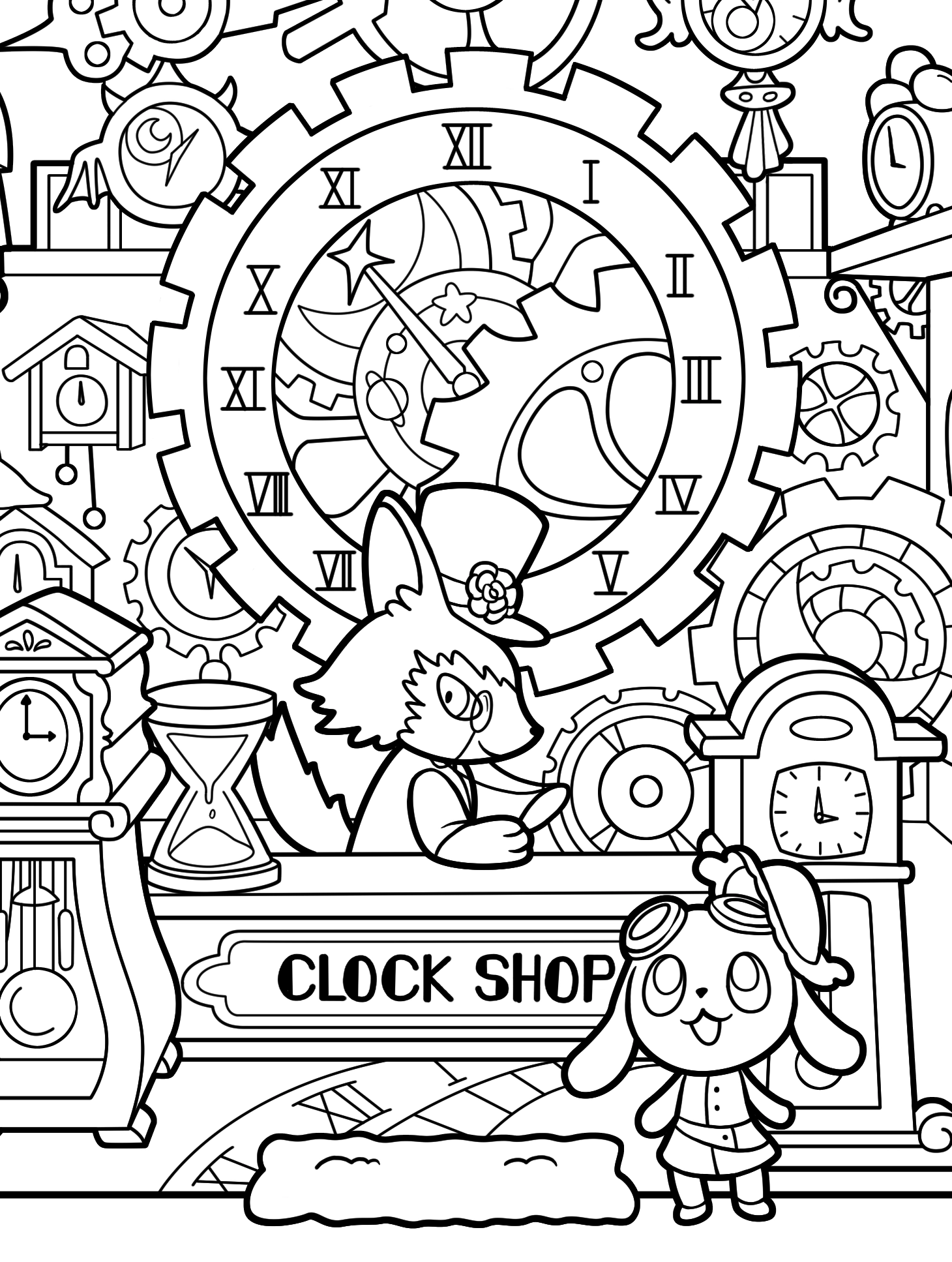 Kawaii Town – Jade Summer para colorir – Desenhos fofos para imprimir grátis