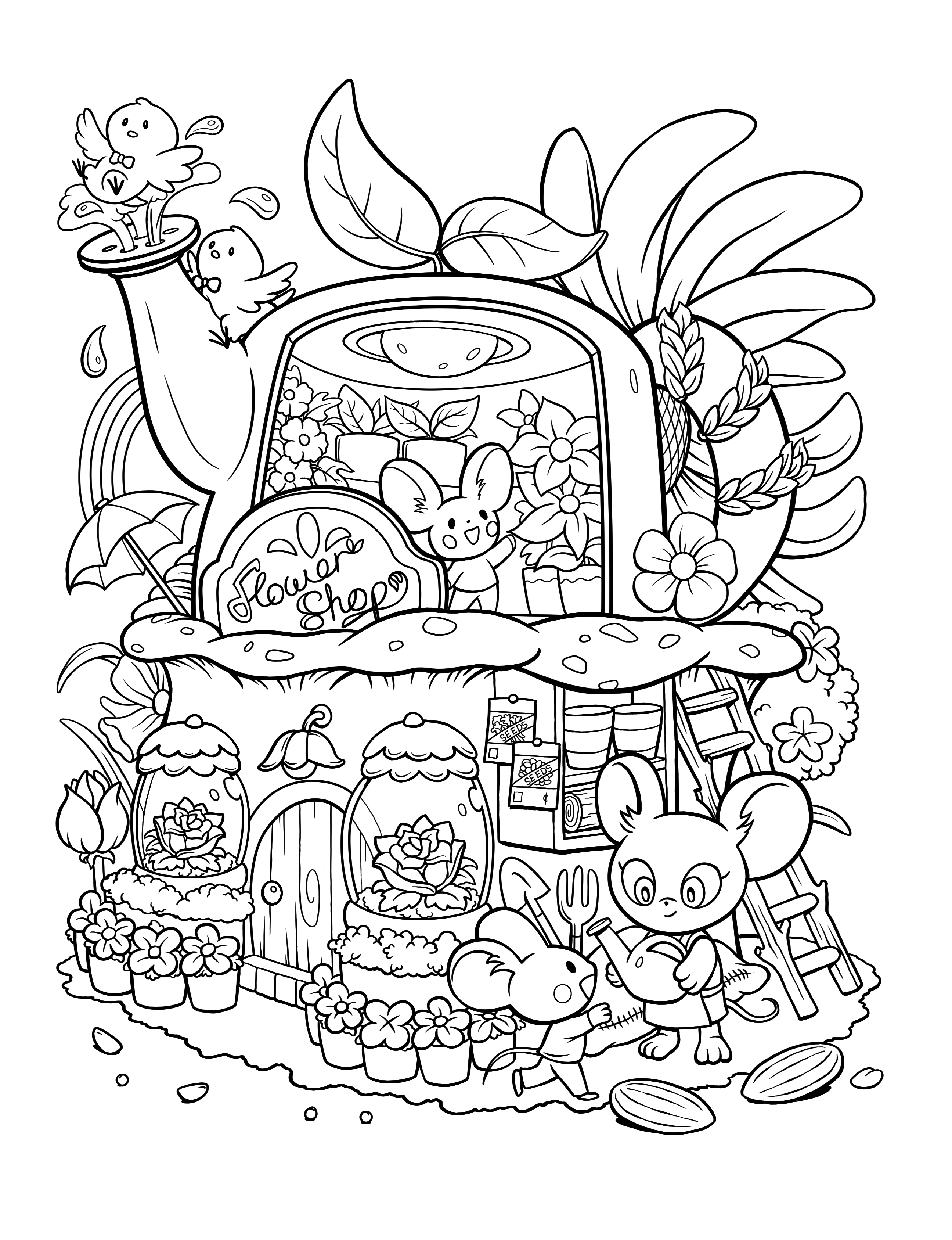 Kawaii Town – Jade Summer para colorir – Desenhos fofos para imprimir grátis