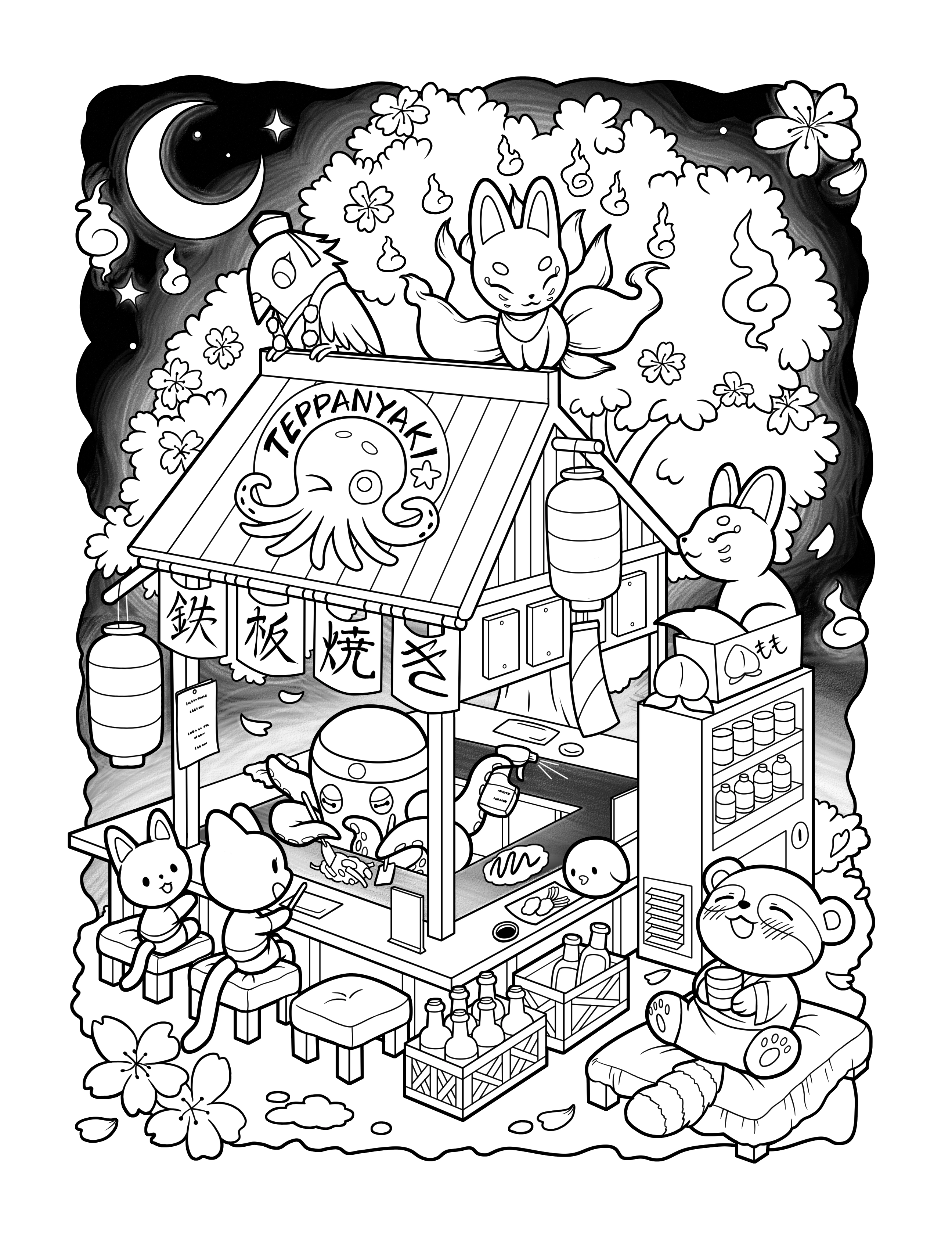 Kawaii Town – Jade Summer para colorir – Desenhos fofos para imprimir grátis