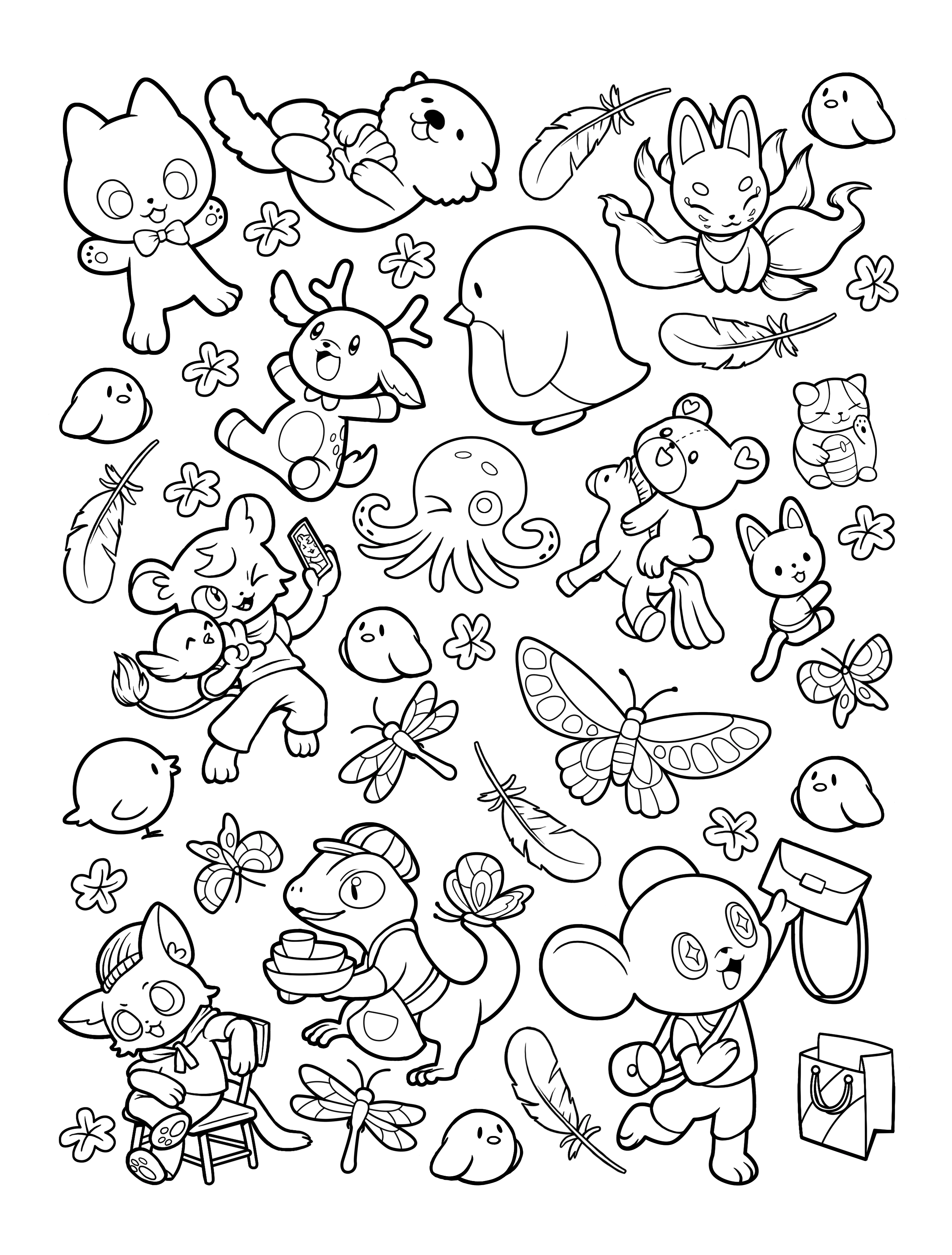 Kawaii Town – Jade Summer para colorir – Desenhos fofos para imprimir grátis