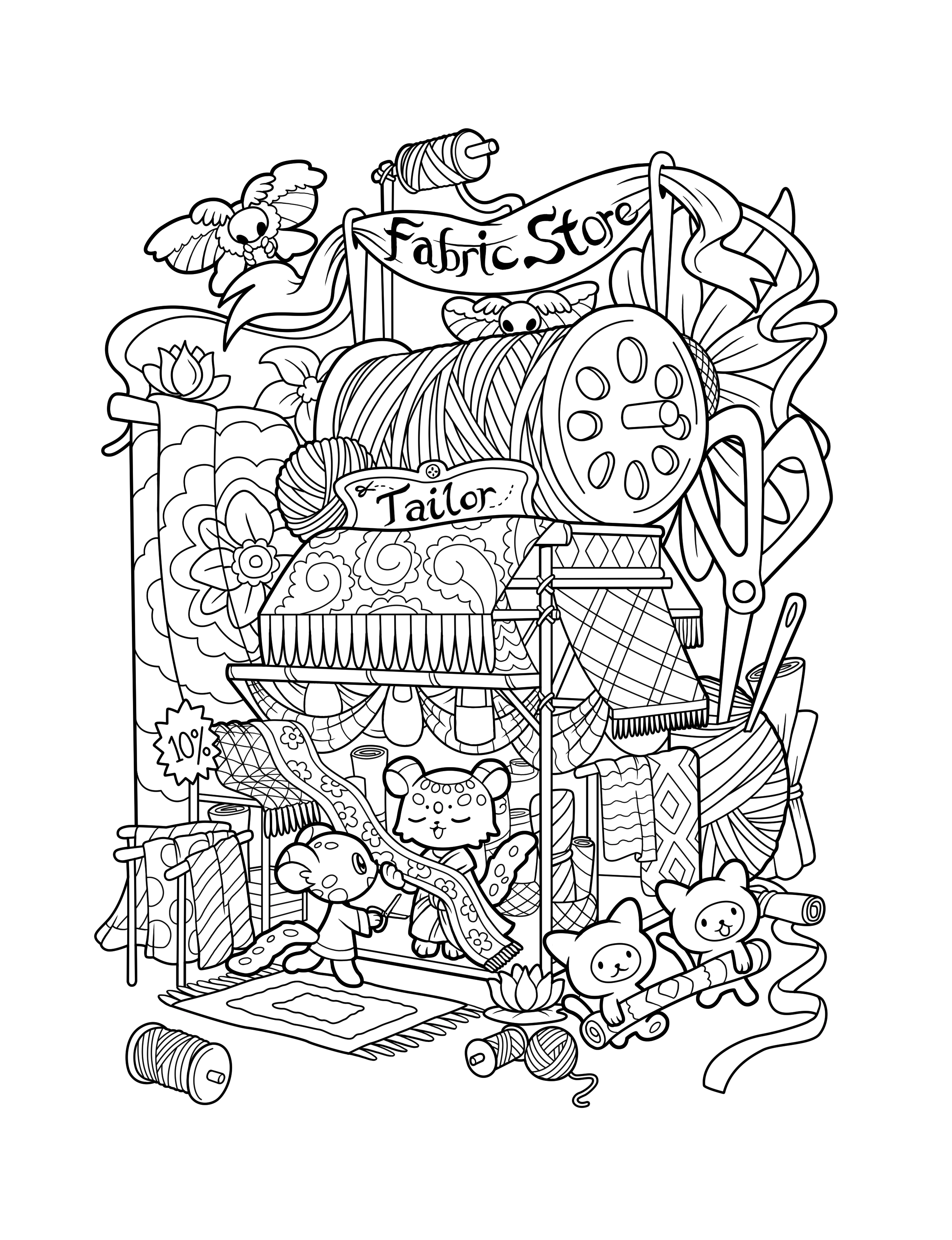 Kawaii Town – Jade Summer para colorir – Desenhos fofos para imprimir grátis