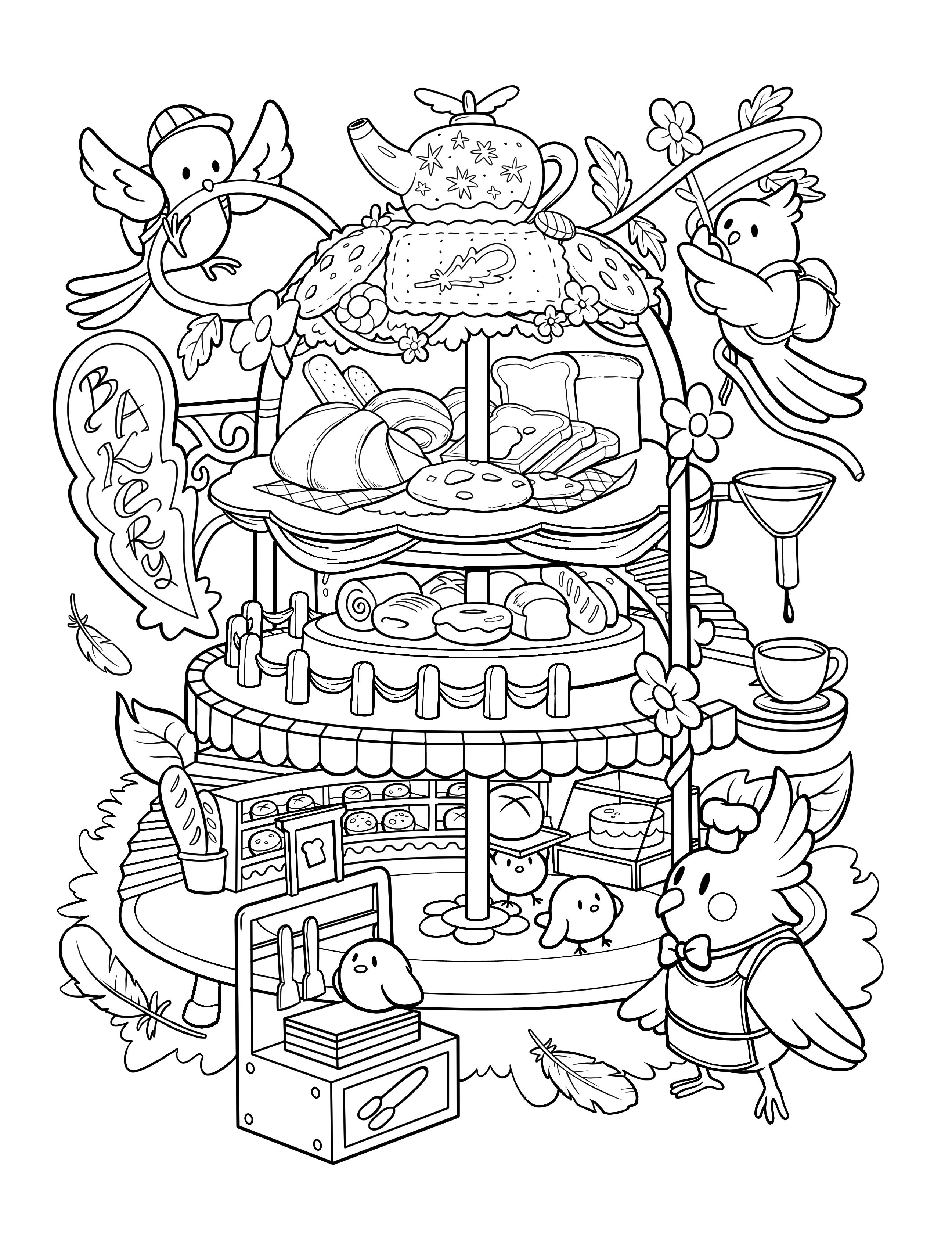 Kawaii Town – Jade Summer para colorir – Desenhos fofos para imprimir grátis