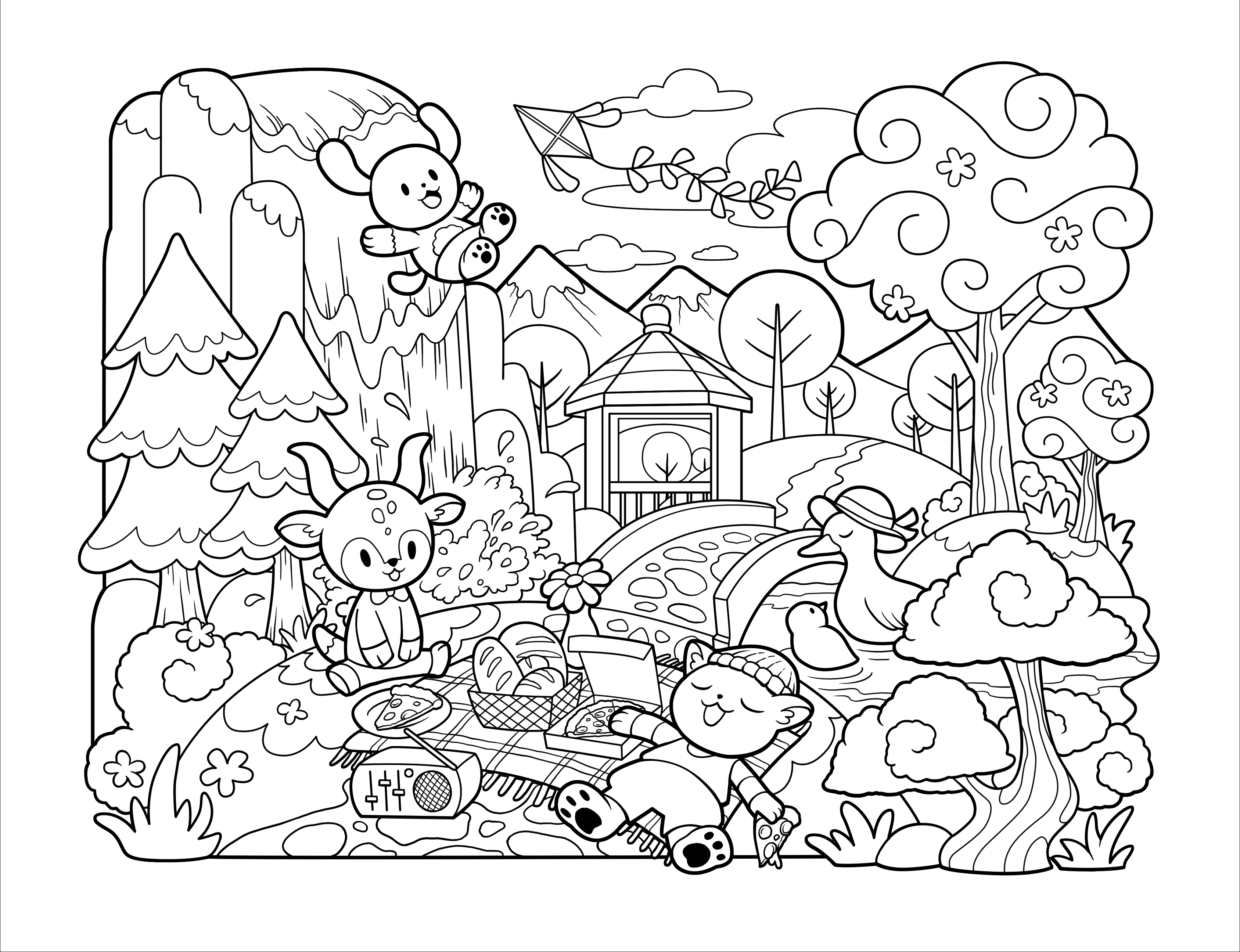 Kawaii Town – Jade Summer para colorir – Desenhos fofos para imprimir grátis