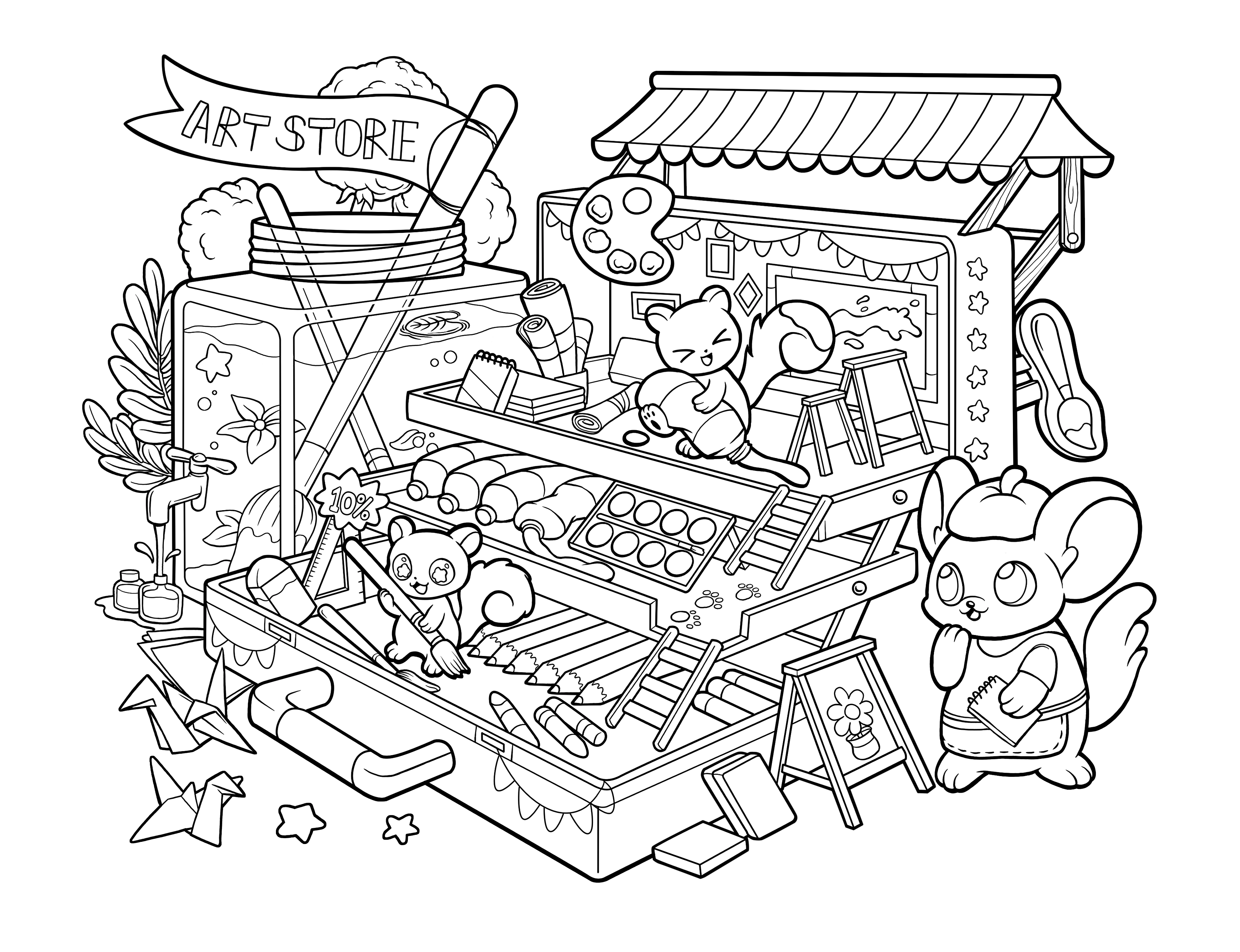 Kawaii Town – Jade Summer para colorir – Desenhos fofos para imprimir grátis