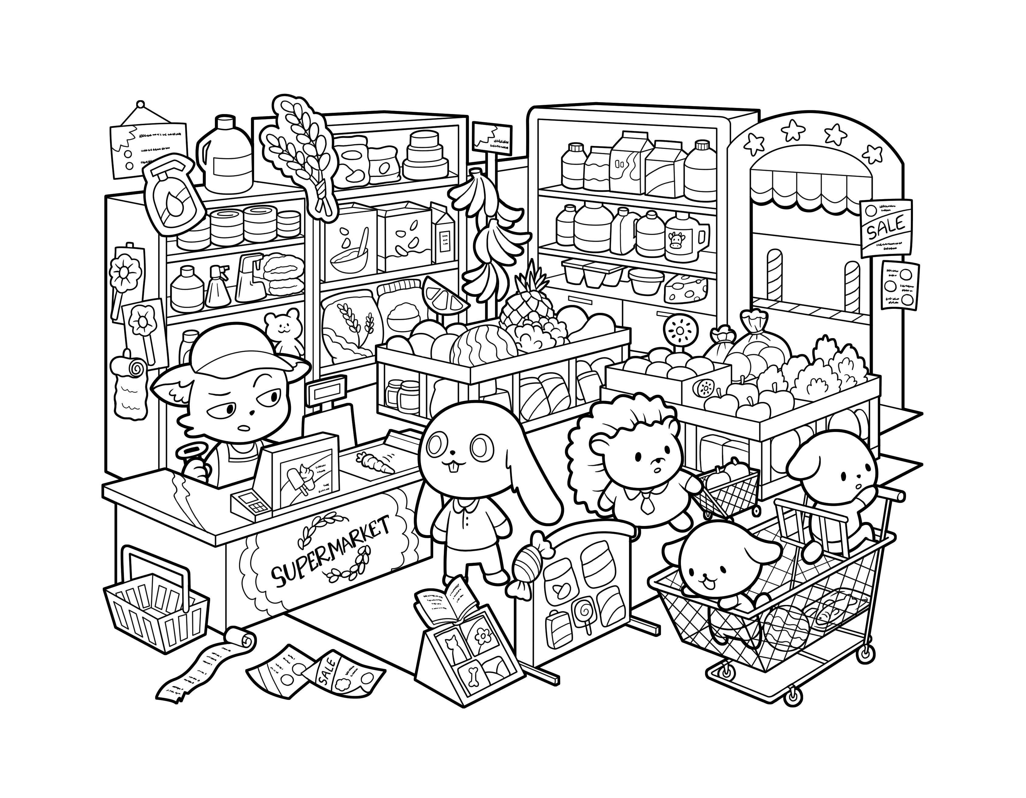 Kawaii Town – Jade Summer para colorir – Desenhos fofos para imprimir grátis