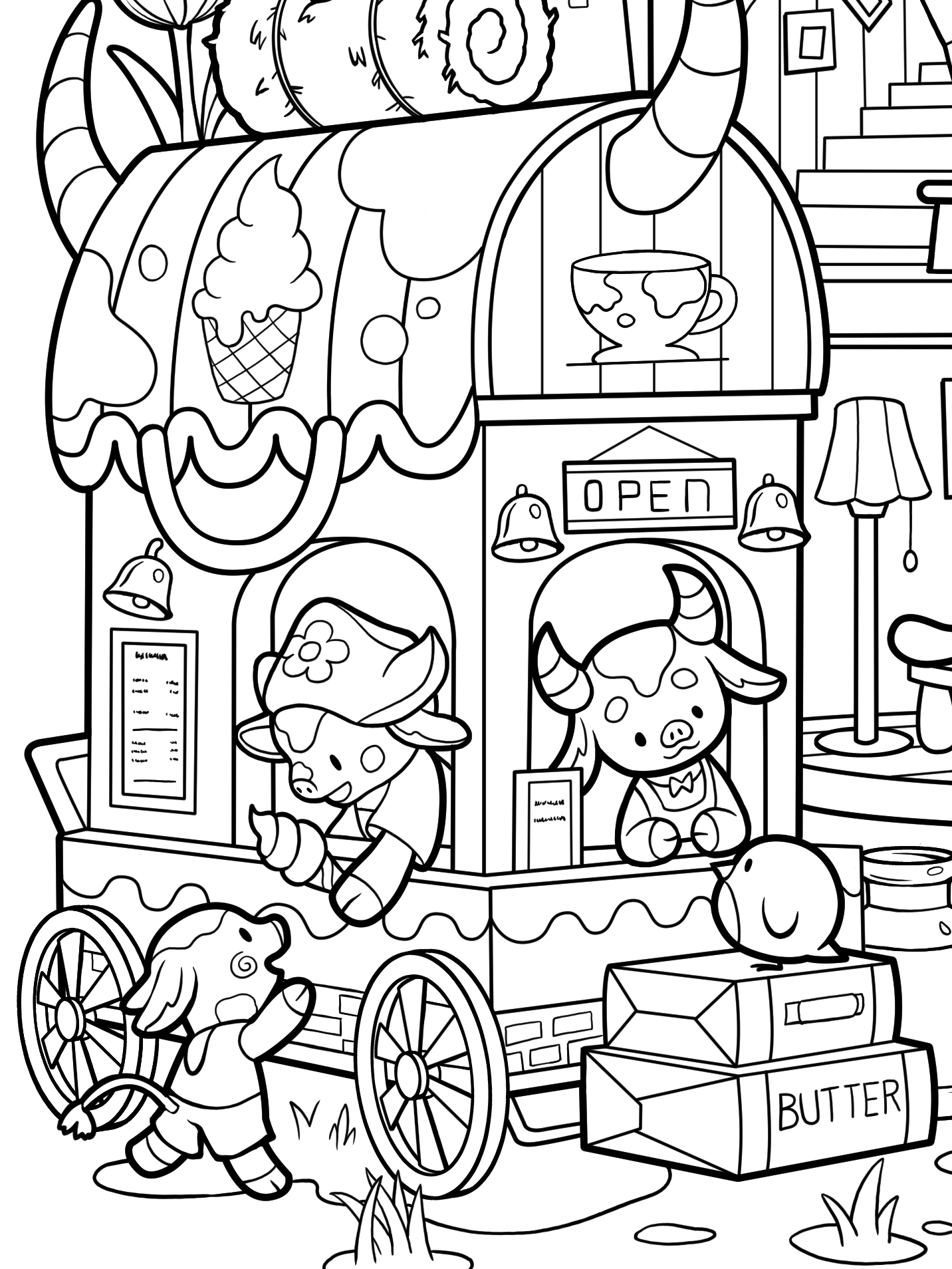 Kawaii Town – Jade Summer para colorir – Desenhos fofos para imprimir grátis