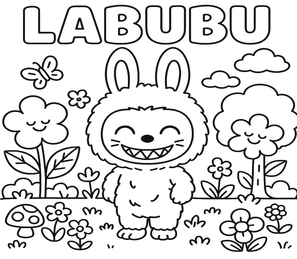Labubu para colorir – Desenhos fofos para imprimir gratis