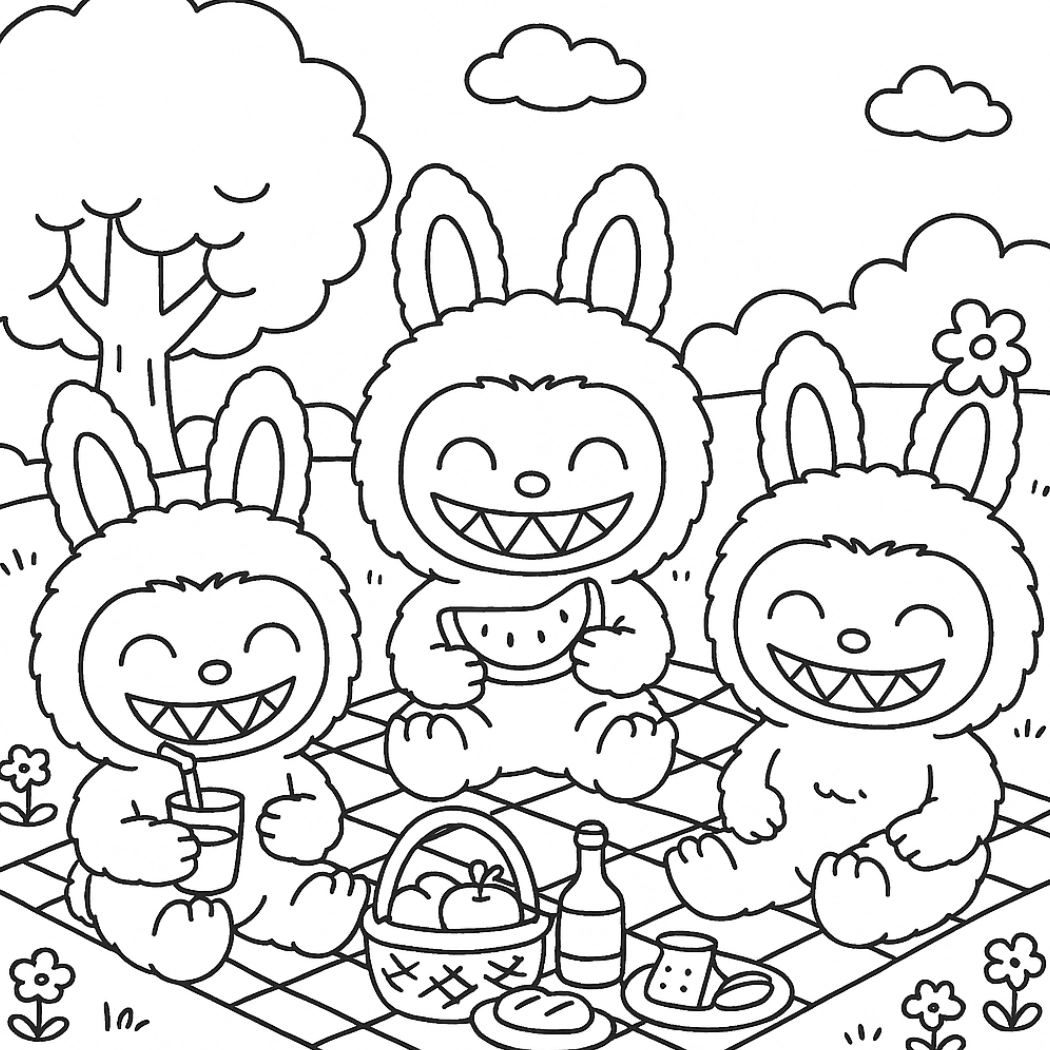 Labubu para colorir – Desenhos fofos para imprimir gratis