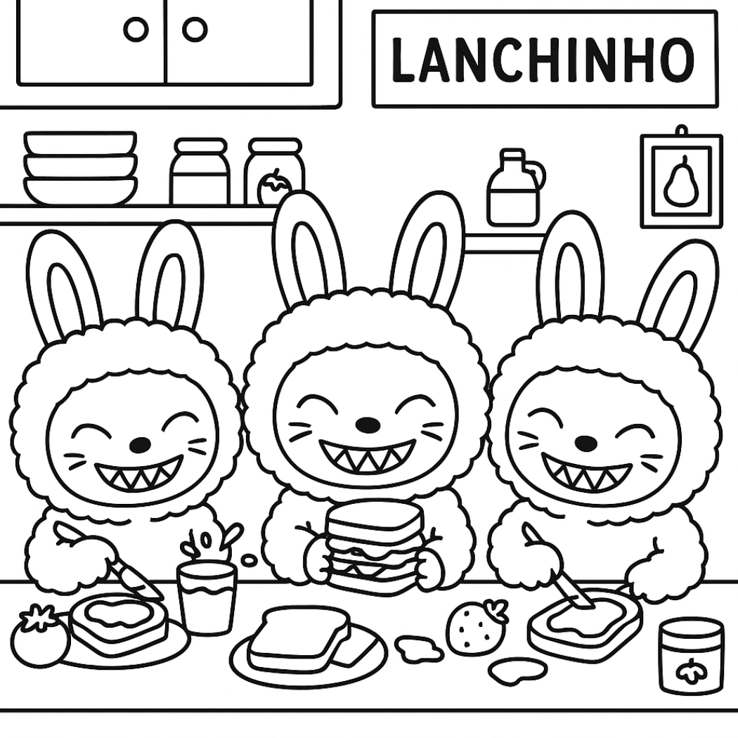 Labubu para colorir – Desenhos fofos para imprimir gratis