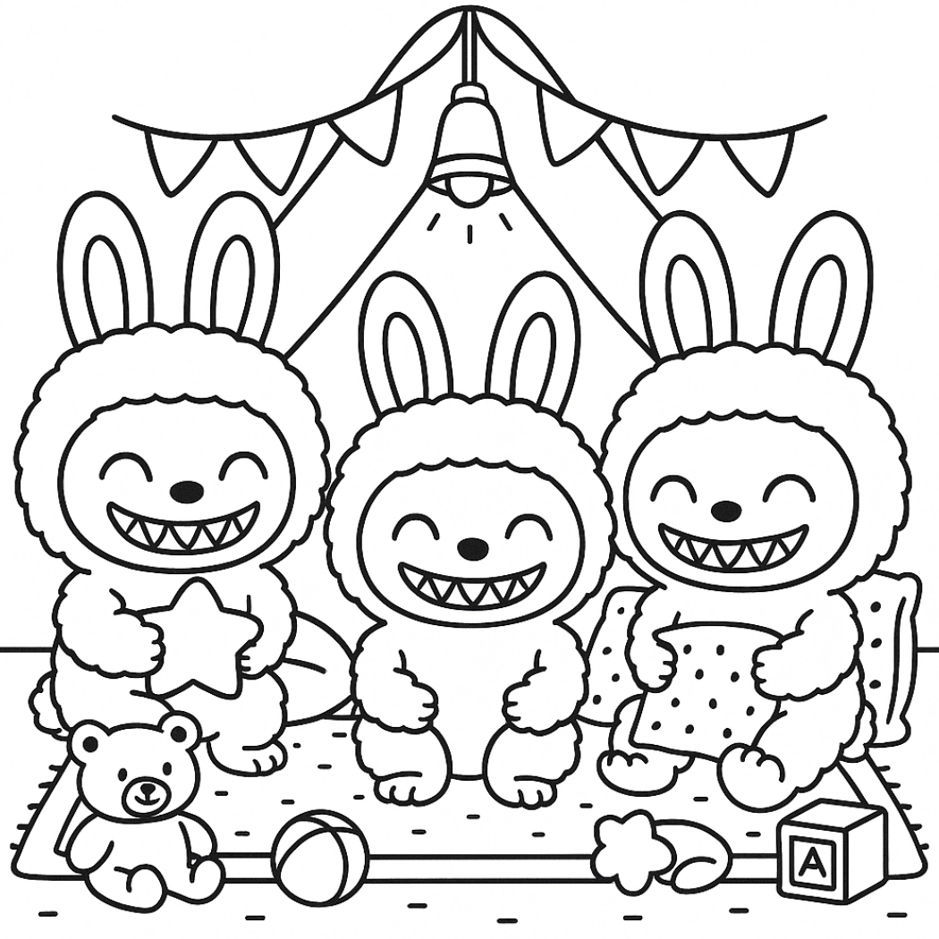 Labubu para colorir – Desenhos fofos para imprimir gratis