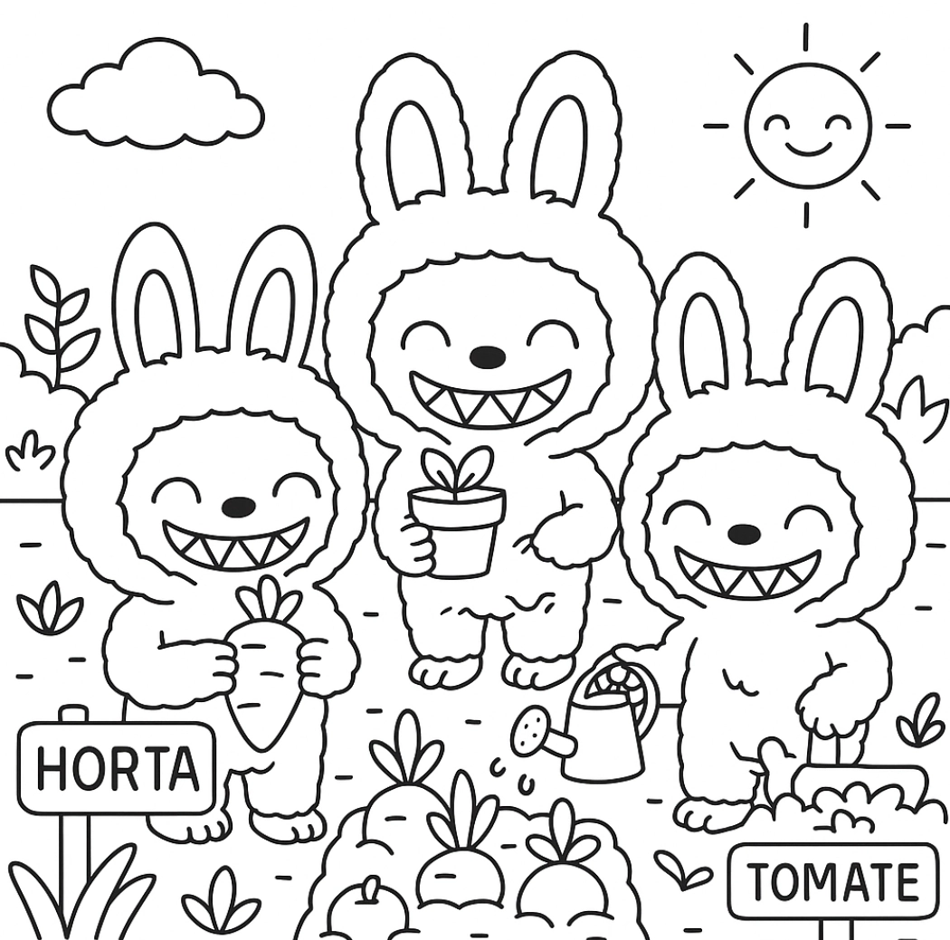 Labubu para colorir – Desenhos fofos para imprimir gratis