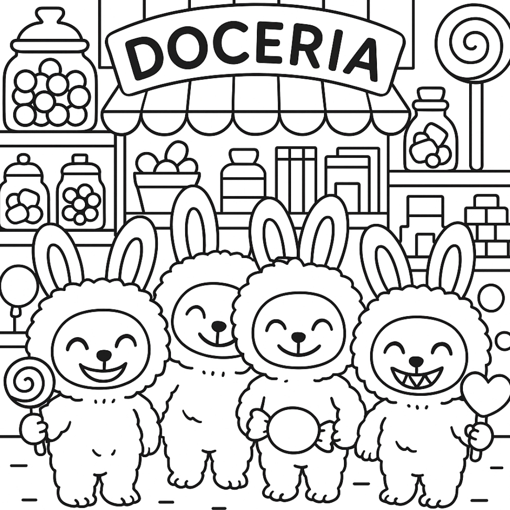 Labubu para colorir – Desenhos fofos para imprimir gratis