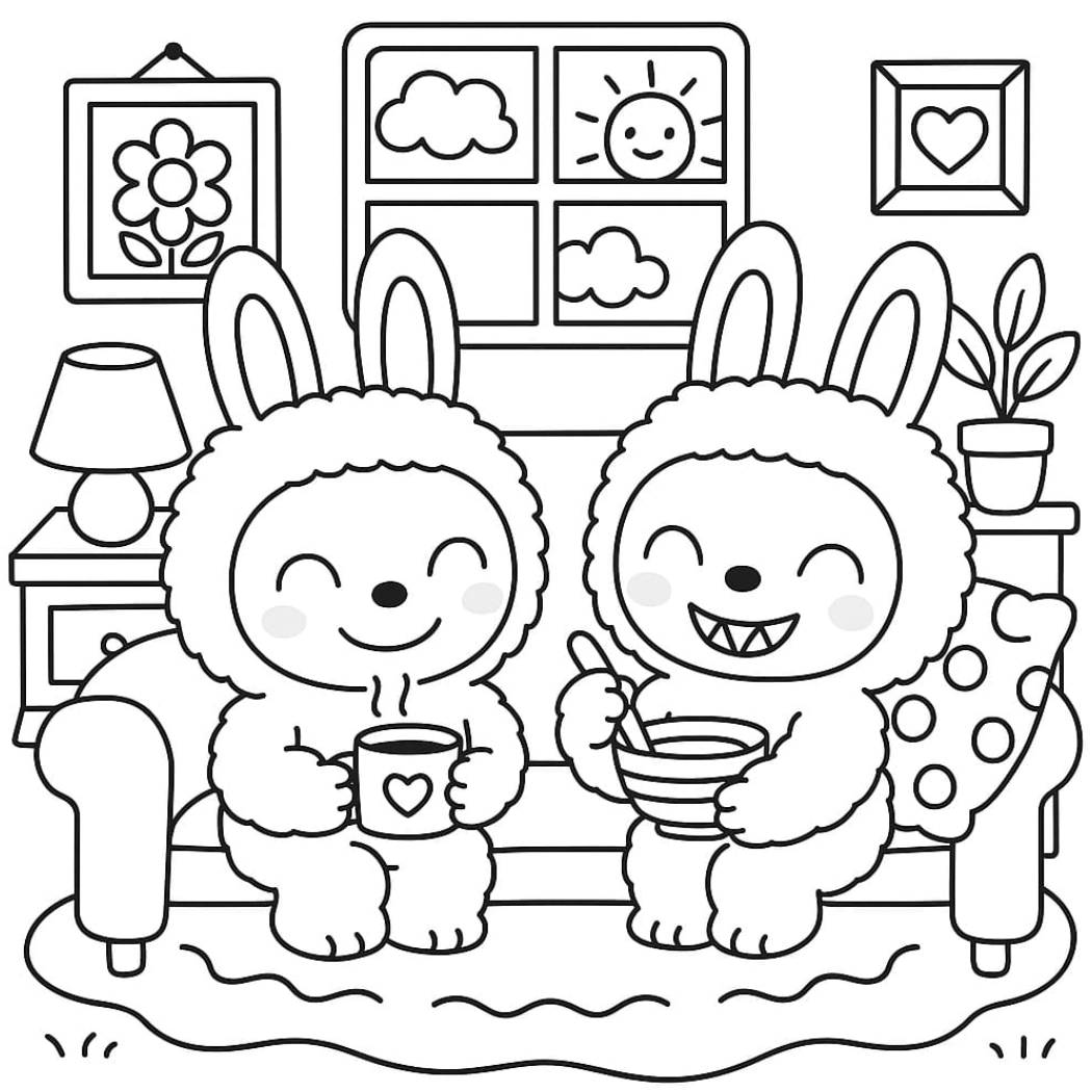 Labubu para colorir – Desenhos fofos para imprimir gratis