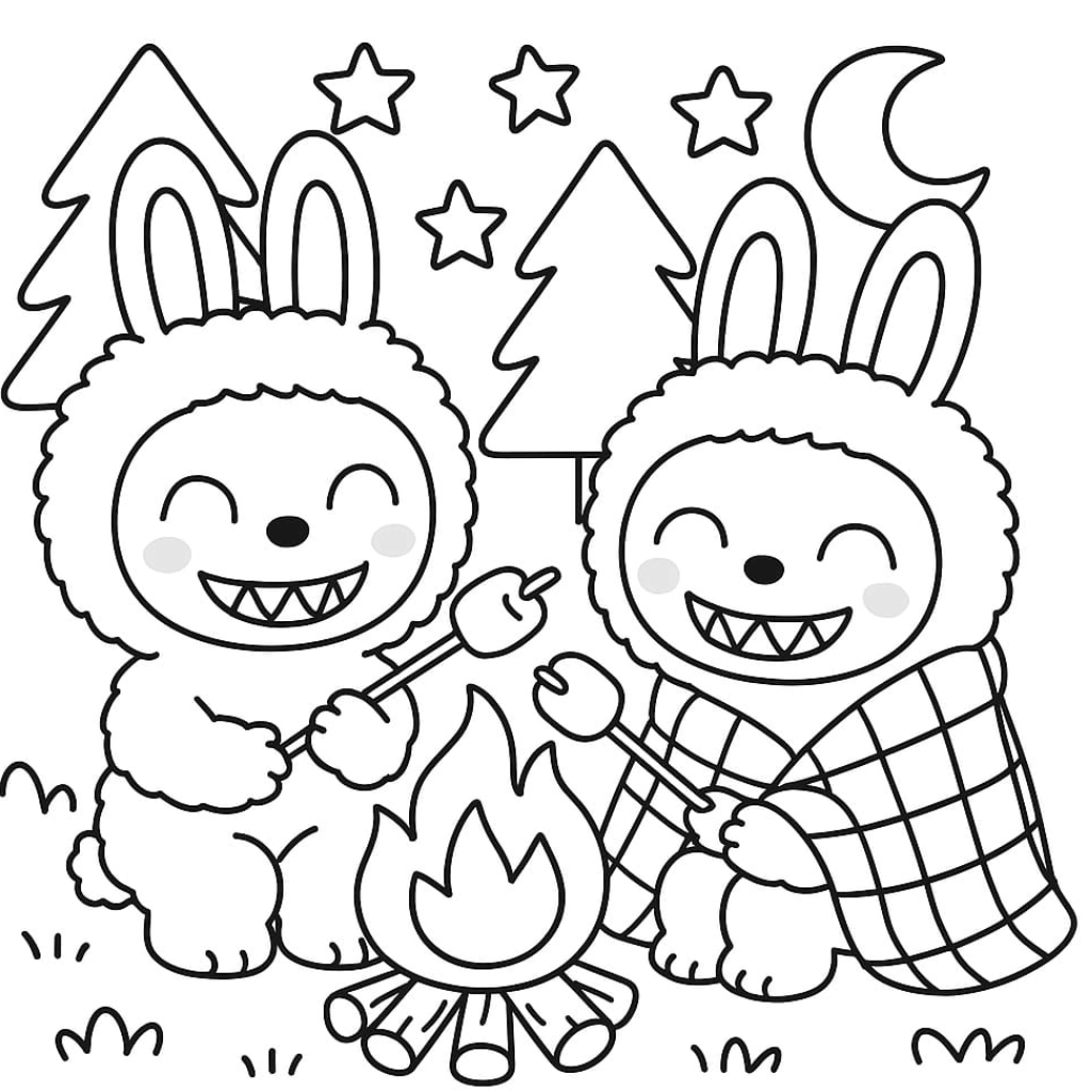 Labubu para colorir – Desenhos fofos para imprimir gratis