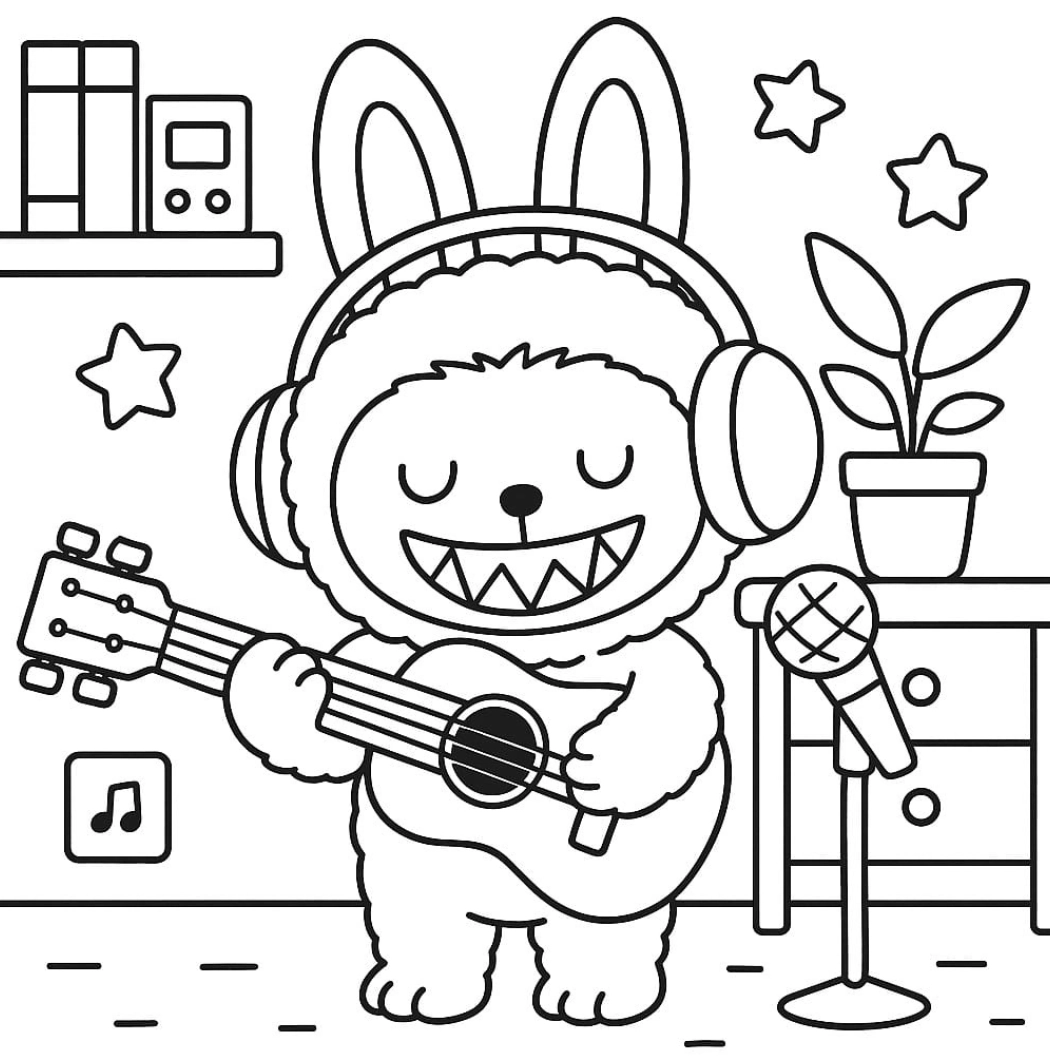 Labubu para colorir – Desenhos fofos para imprimir gratis