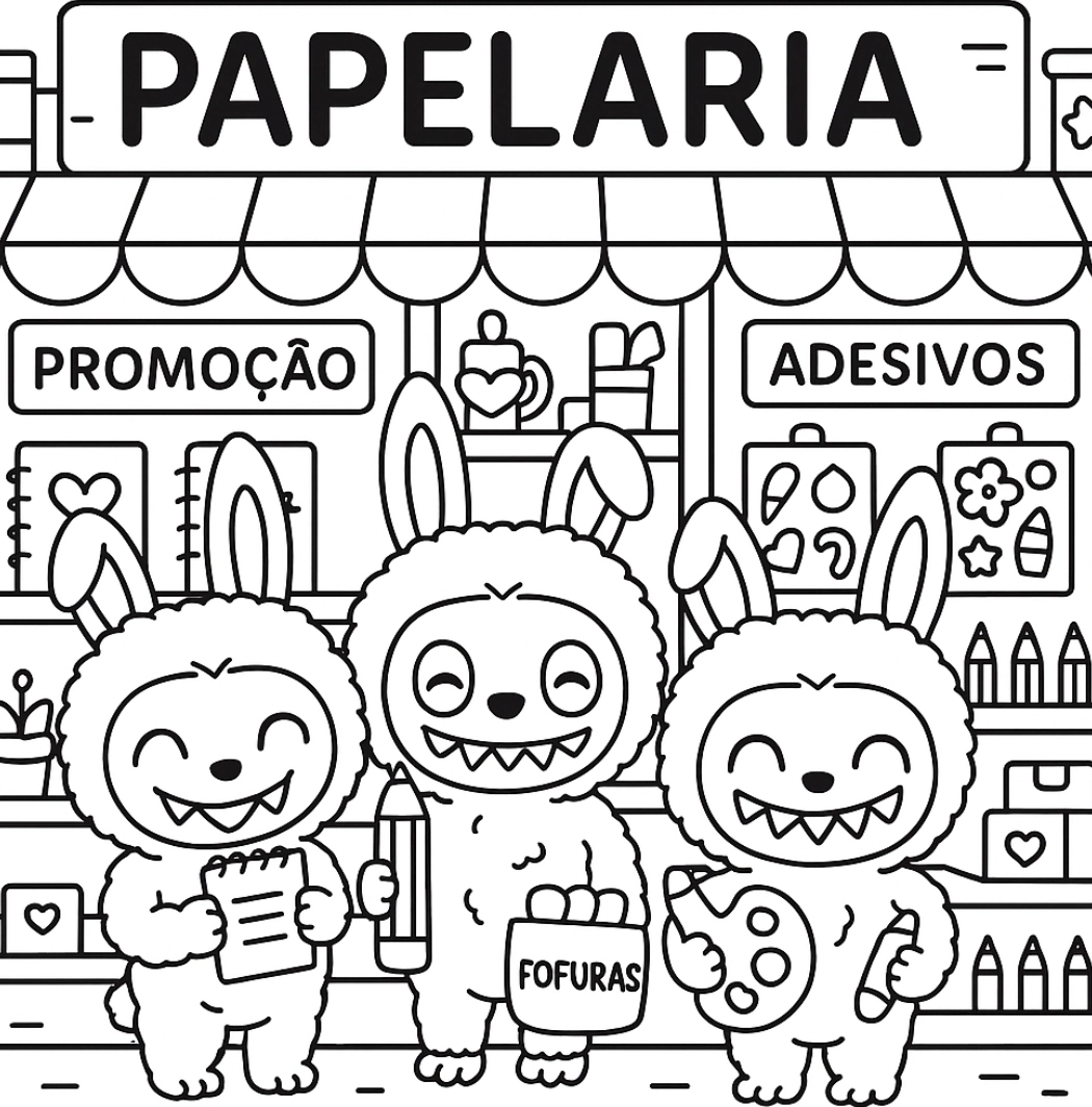Labubu para colorir – Desenhos fofos para imprimir gratis
