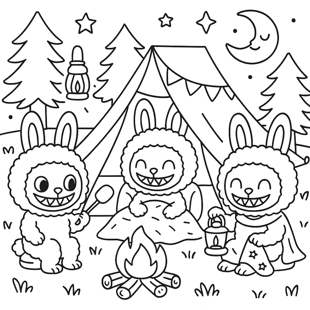 Labubu para colorir – Desenhos fofos para imprimir gratis