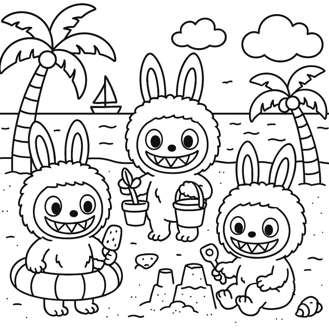 Labubu para colorir – Desenhos fofos para imprimir gratis