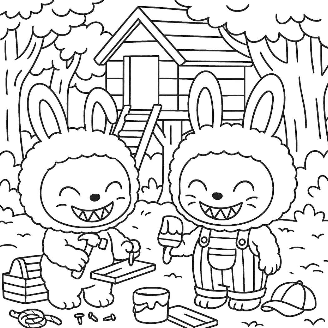 Labubu para colorir – Desenhos fofos para imprimir gratis