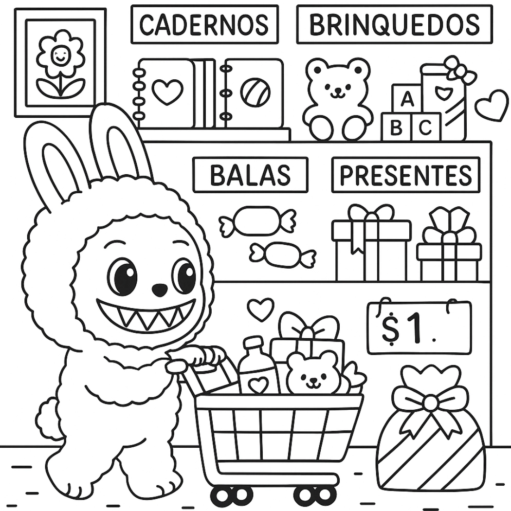 Labubu para colorir – Desenhos fofos para imprimir gratis