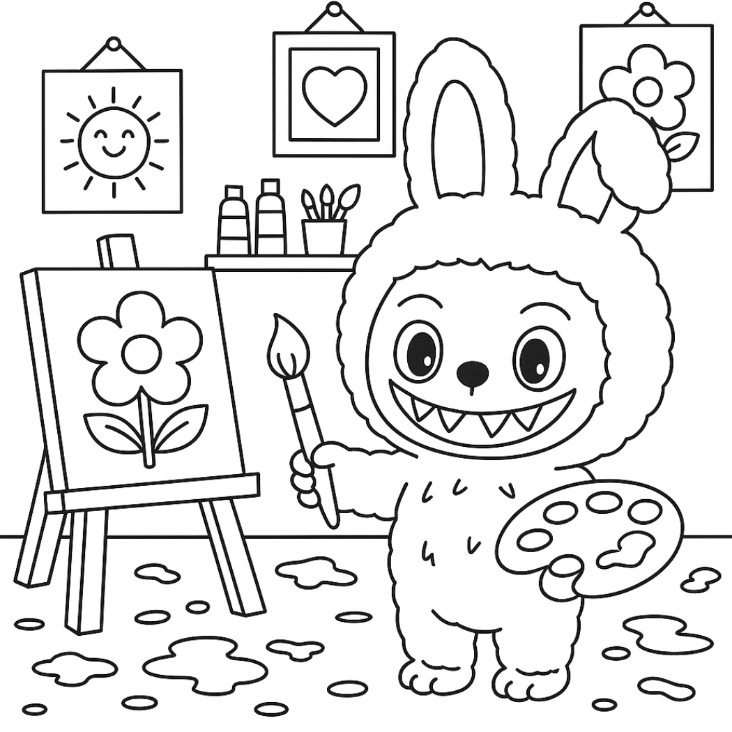 Labubu para colorir – Desenhos fofos para imprimir gratis